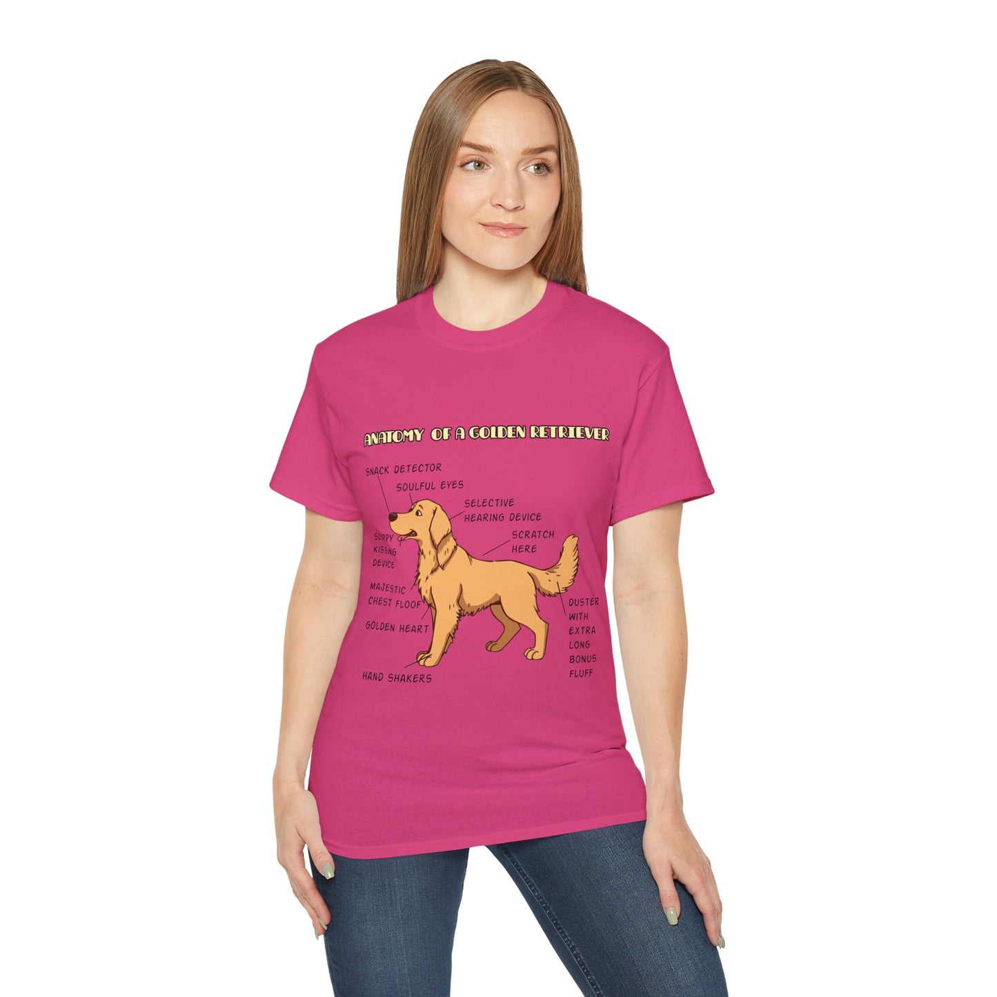 Dog Anatomy Unisex Tee - Cute Golden Retriever Cartoon Design