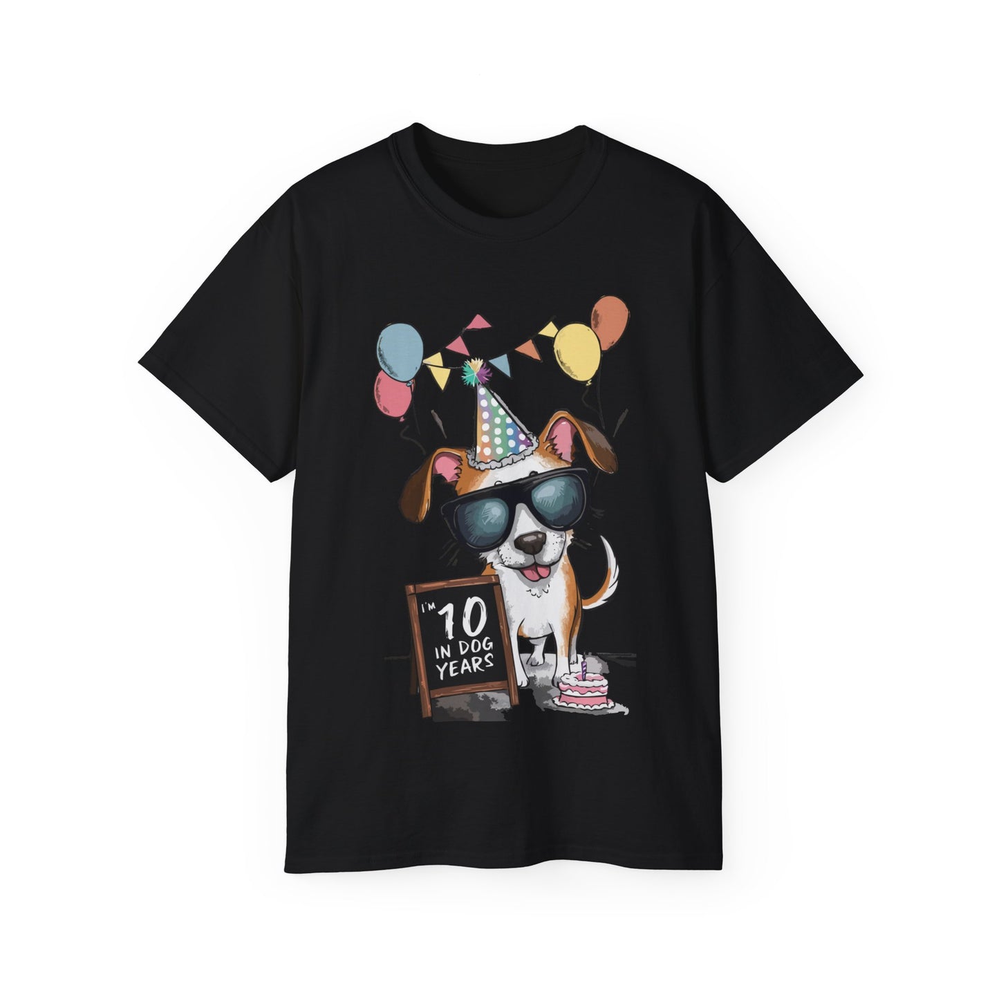 Cute Dog Cartoon I'm 10 in Dog Years Birthday Unisex Organic T-Shirt