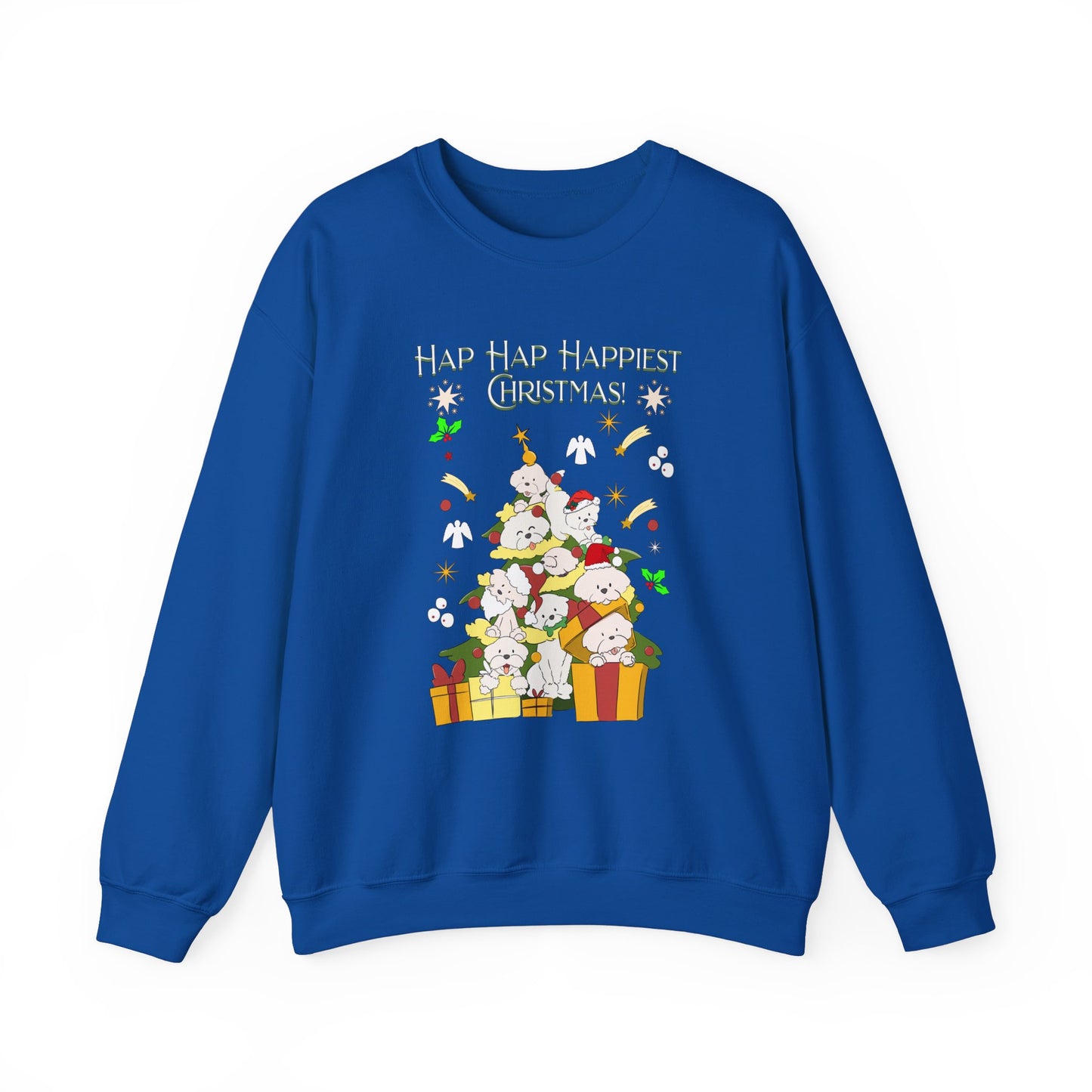 Hap Hap Happiest Christmas Poodle Christmas Tree Unisex Crewneck Sweatshirt