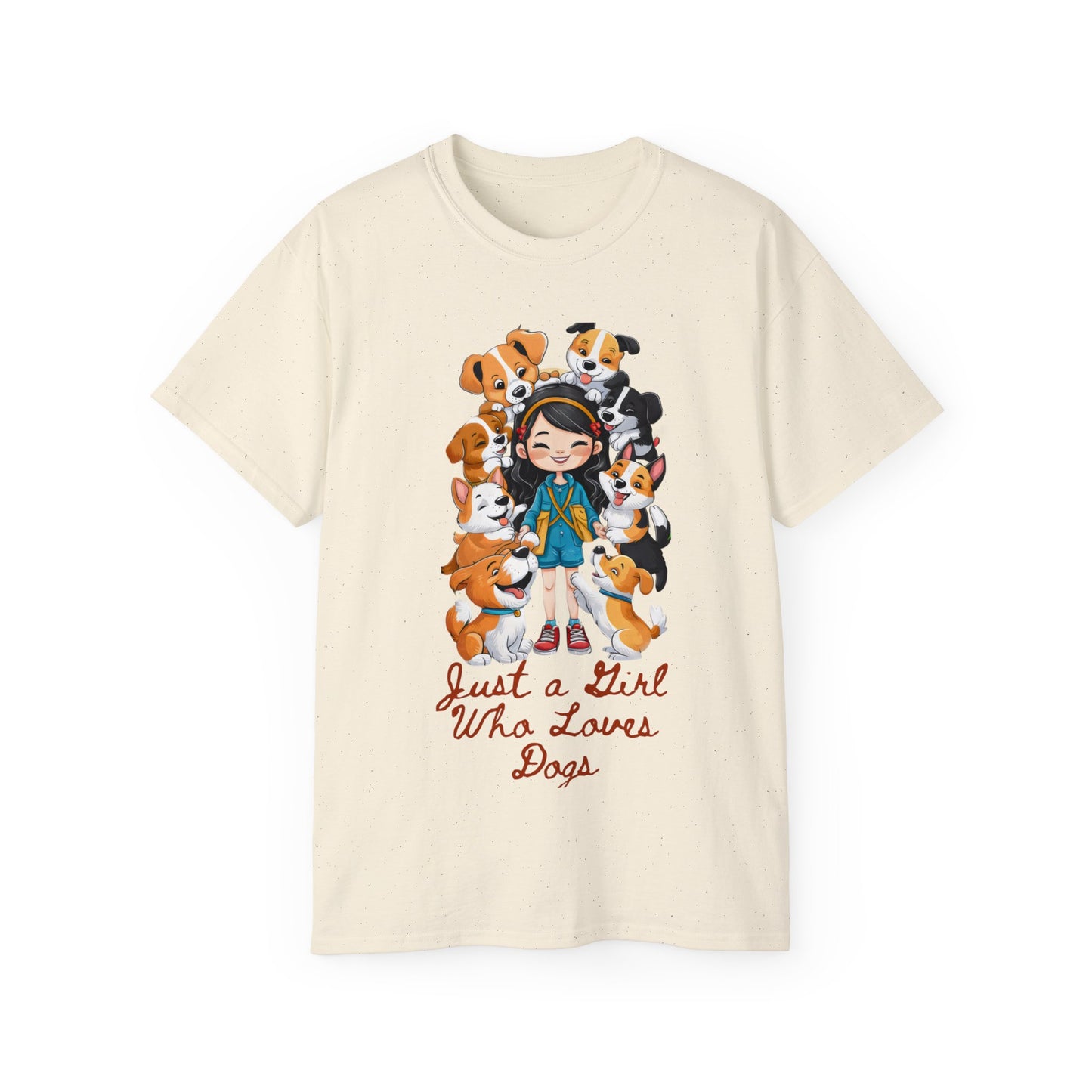 Cute Cartoon Just a Girl Who Loves Dogs Organic T-Shirt