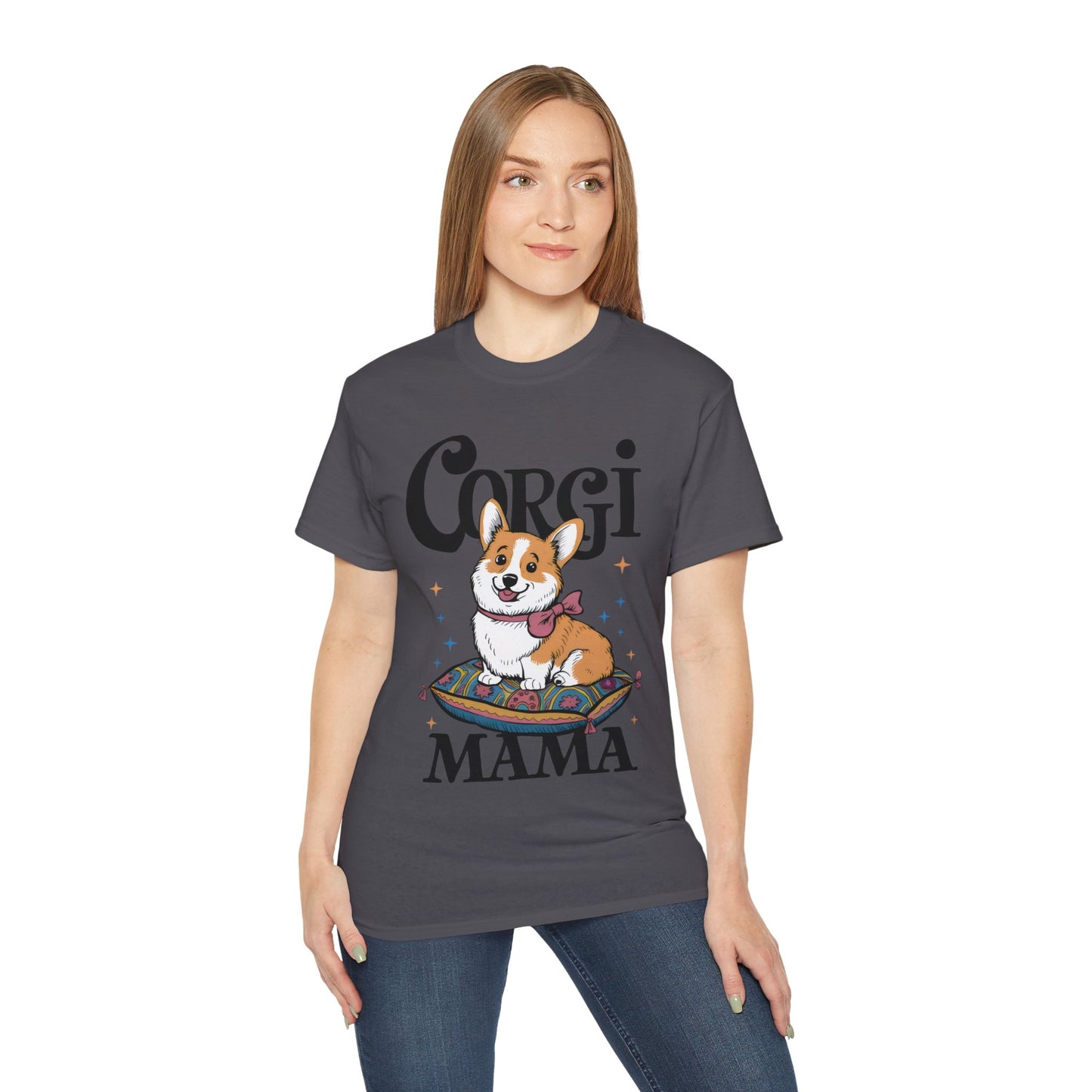 Cute Dog Cartoon Corgi Mama Organic T-Shirt