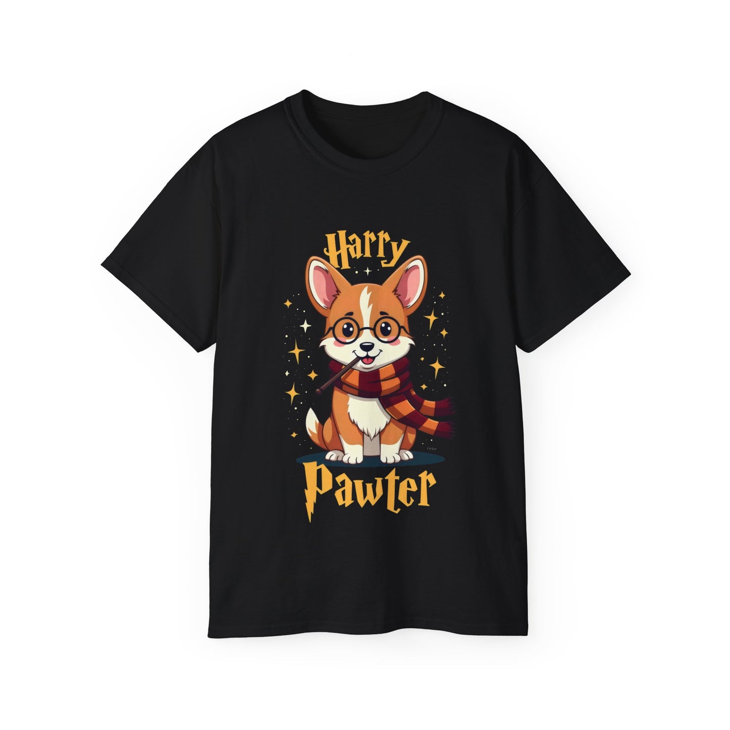 Cute Dog Cartoon Harry Pawter Corgi Unisex Organic T-Shirt