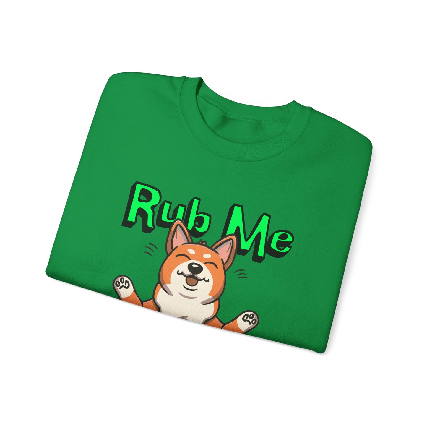 Cute Dog Cartoon St Patrick's Day Rub Me for Luck Crewneck Sweatshirt