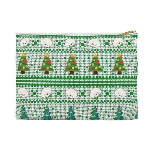 Cheeky Bichon Cute Christmas Dog Knit Pattern Accessory Pouch
