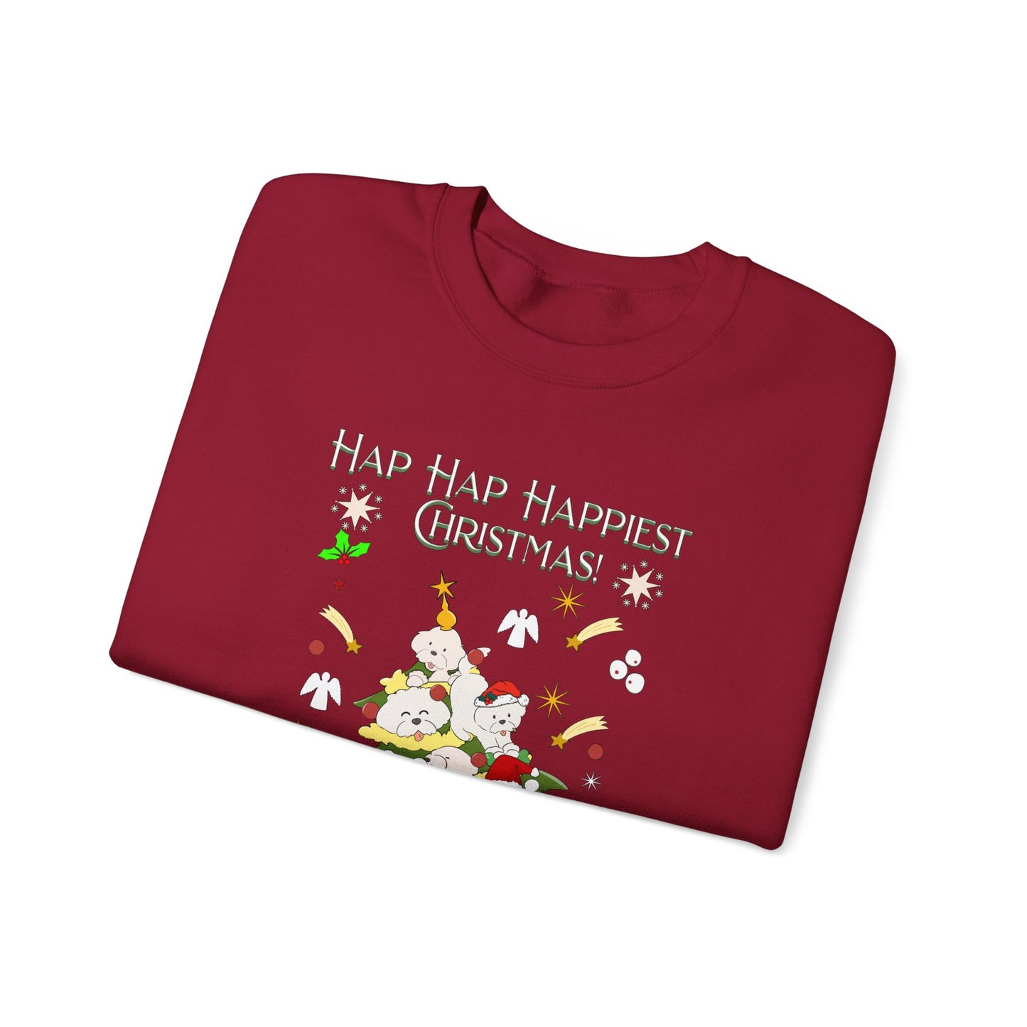 Hap Hap Happiest Christmas Poodle Christmas Tree Unisex Crewneck Sweatshirt