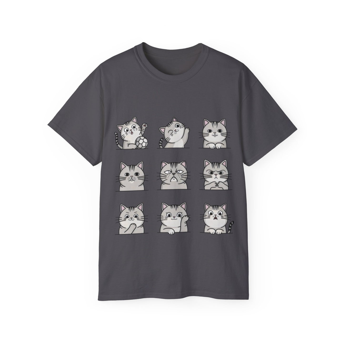 Nine Cute Cats Cartoon Organic T-Shirt