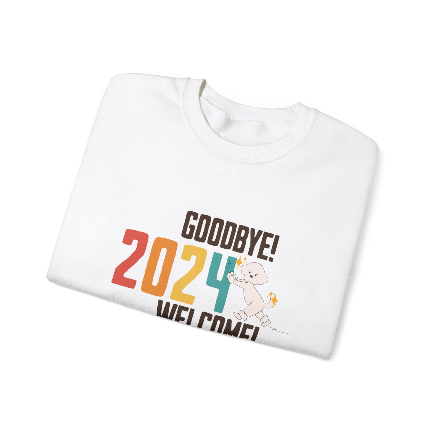 Cheeky Bichon Cute Funny Goodbye 2024 Welcome 2025 Unisex Crewneck Sweatshirt