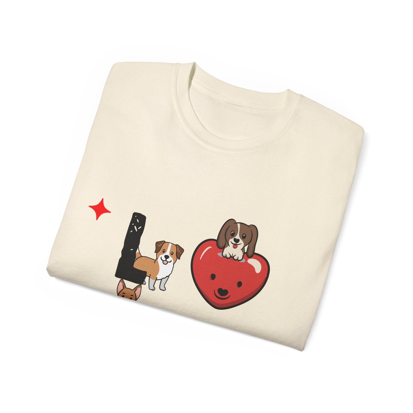 Cute Dog Cartoon Valentine's Day Love Unisex Organic T-Shirt