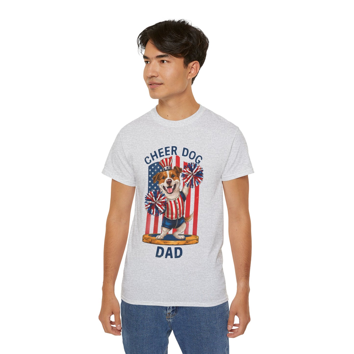 Cute Cartoon Cheer Dog Dad Organic T-Shirt