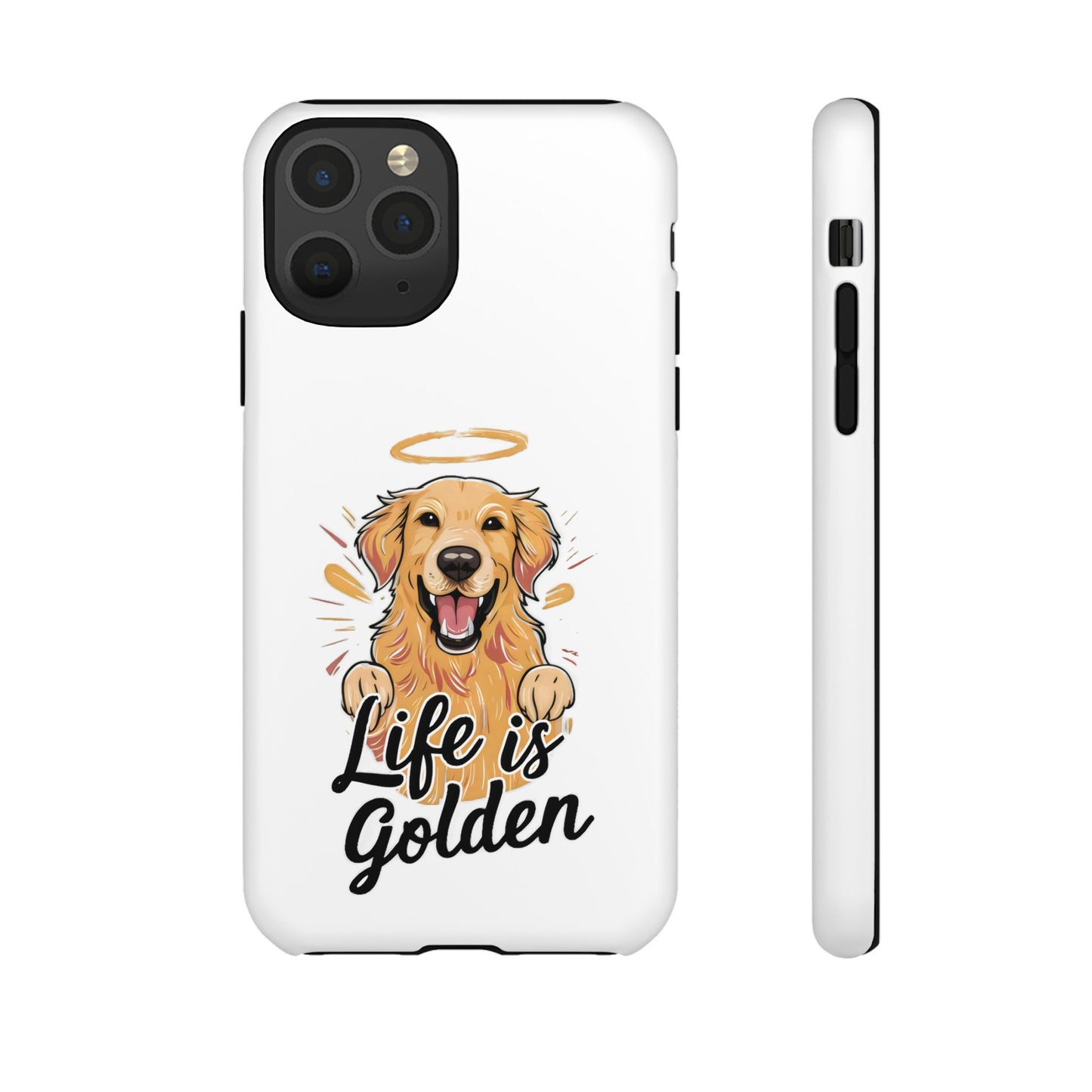 Cute Dog Cartoon Life is Golden iPhone Tough Cases