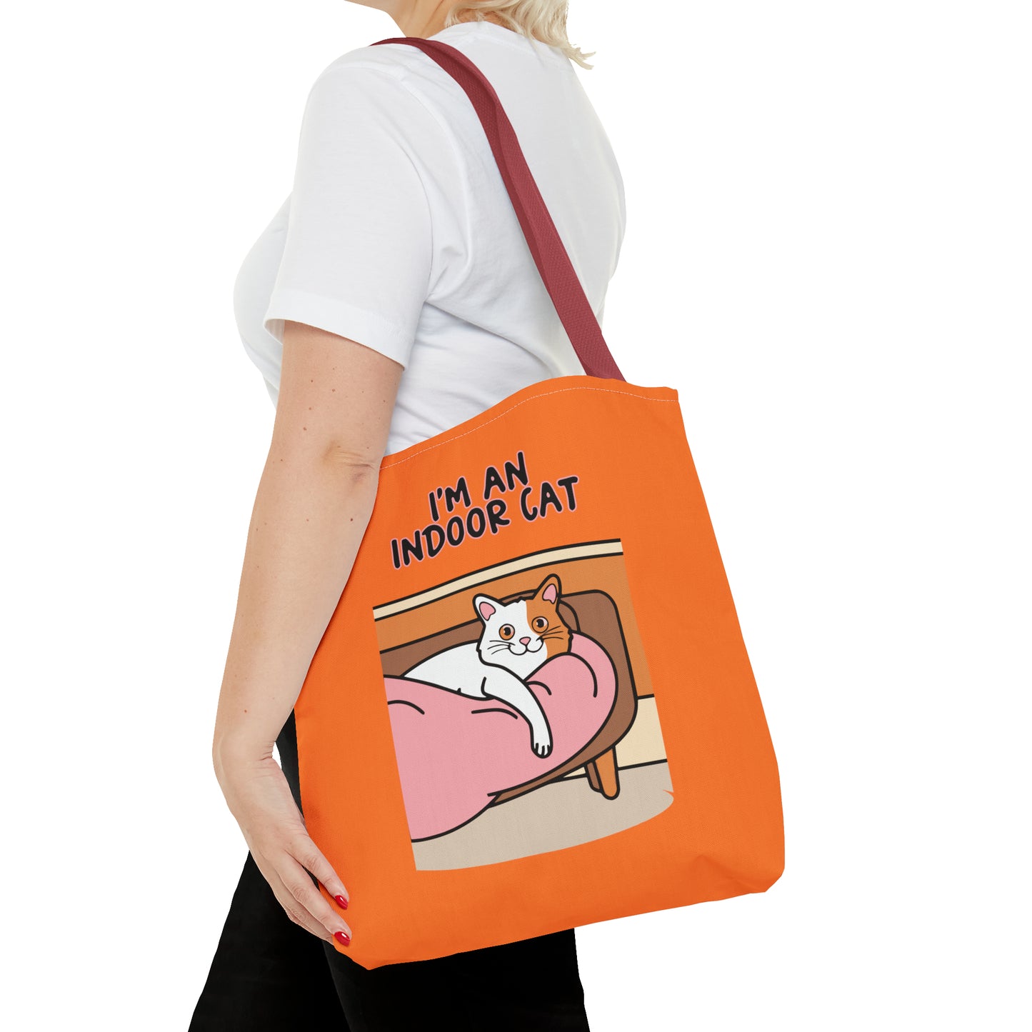 Cute Funny I'm an Indoor Cat Cartoon Meme Tote Bag