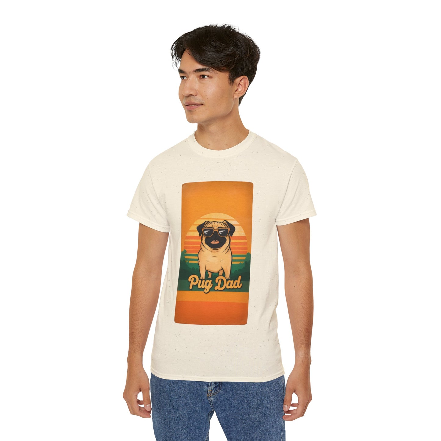 Cute Funny Pug Dad Unisex Organic T-Shirt