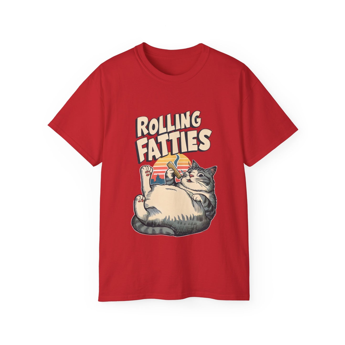 Cute Cat Cartoon Rolling Fatties Unisex Organic T-Shirt