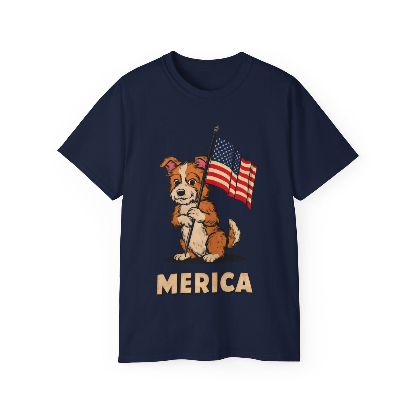 Cute Dog Cartoon Fourth of July Merica Organic T-Shirt