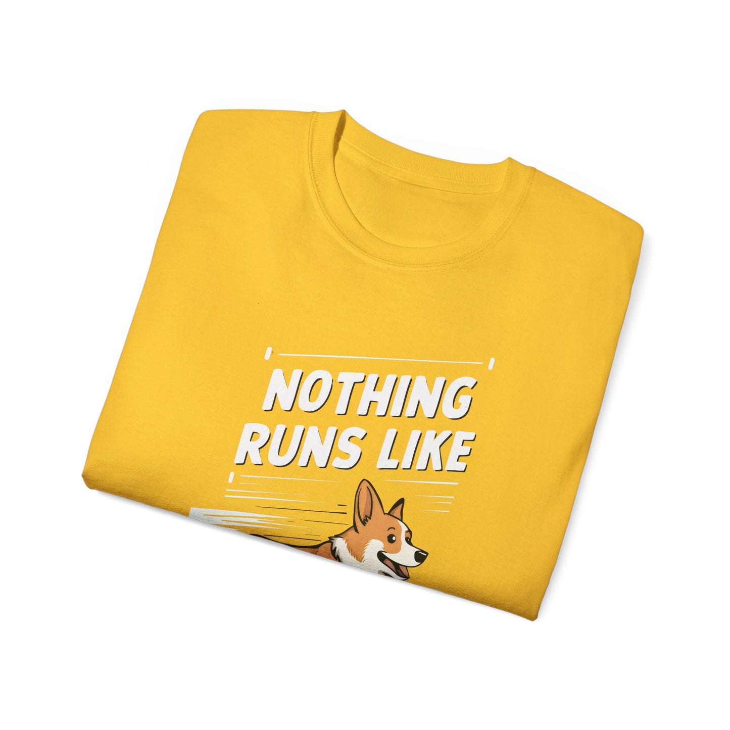 Cute Dog Cartoon Nothing Runs Like a Corgi Unisex Organic T-Shirt