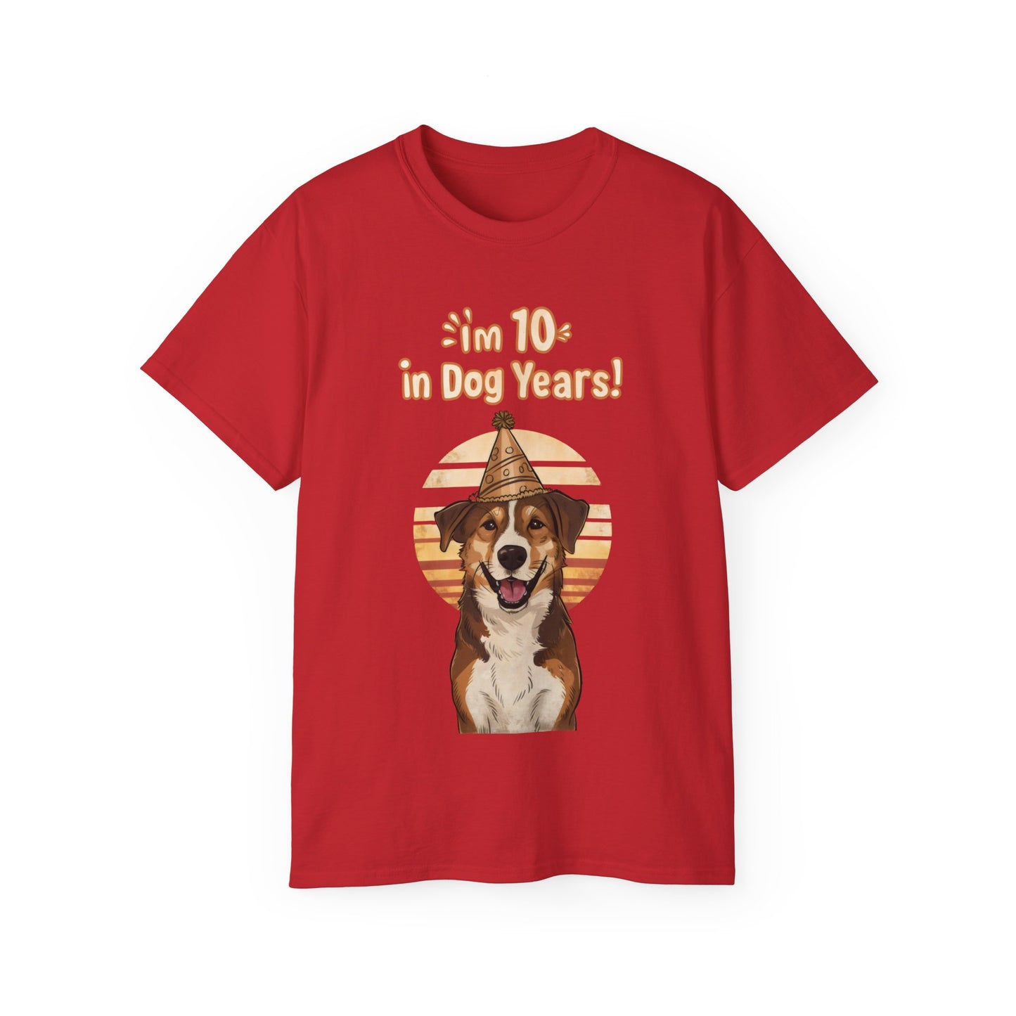 Cute Funny Cartoon I'm 10 in Dog Years Unisex Organic T-Shirt