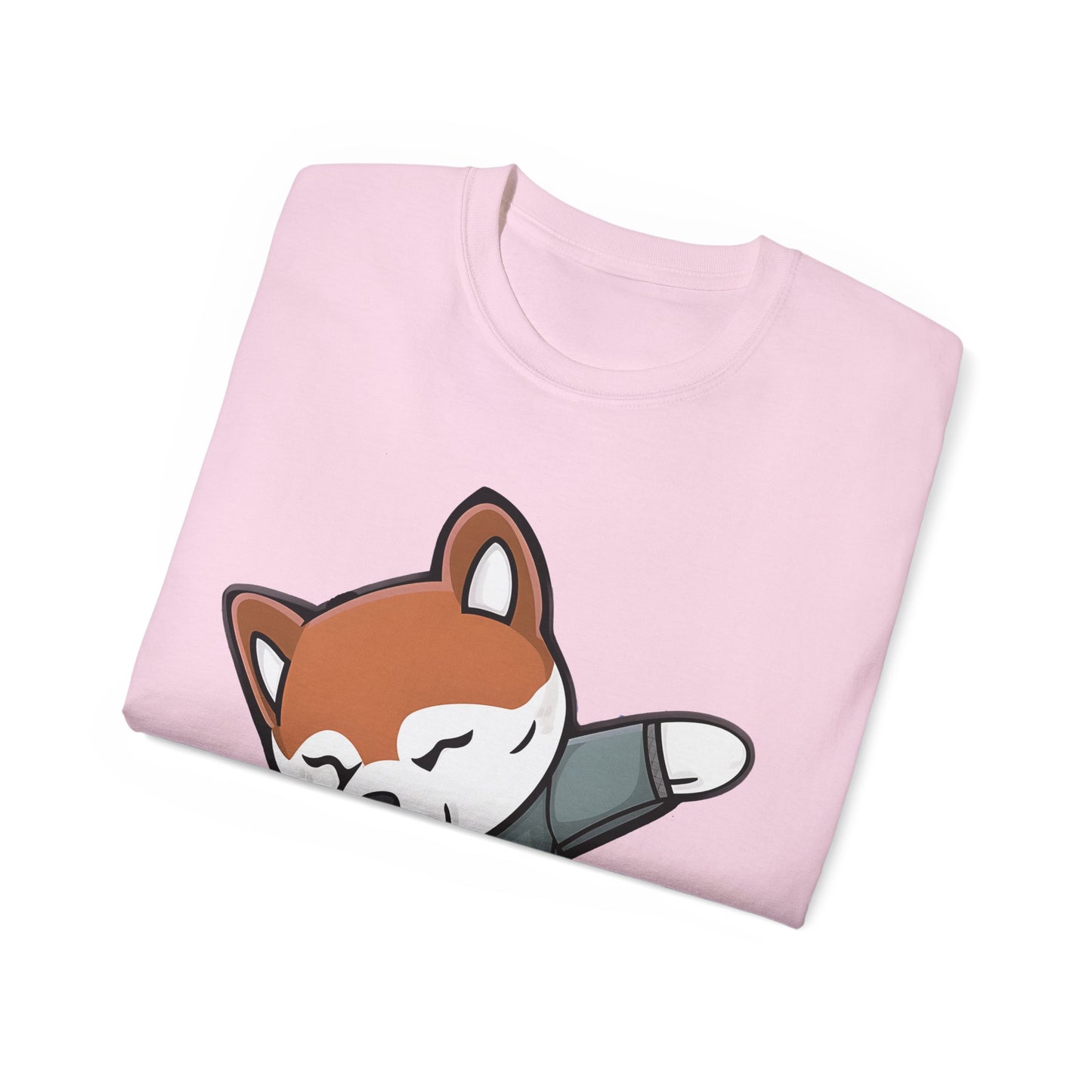 Cute Dog Cartoon Dabbing Shiba Unisex Organic T-Shirt