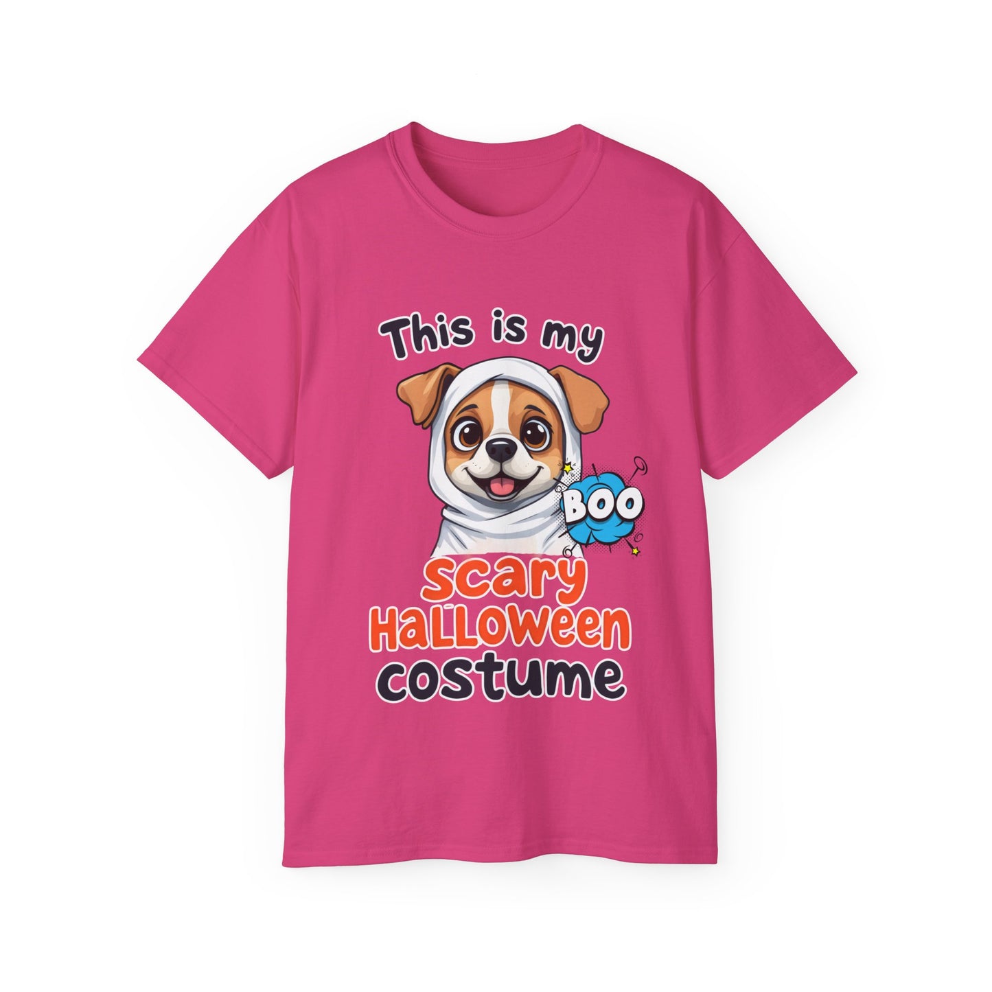 Cute Funny Dog Cartoon This is My Scary Halloween Costume Unisex Organic T-Shirt