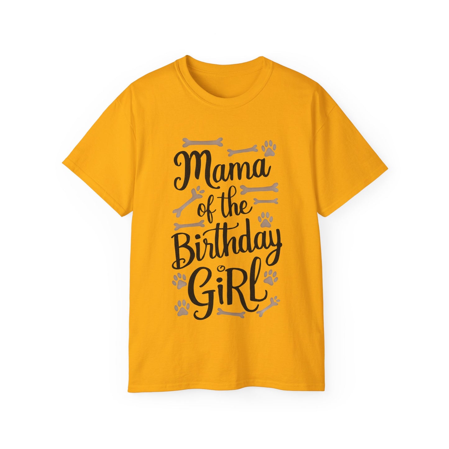 Cute Mama of the Birthday Girl Paw Print Organic T-Shirt