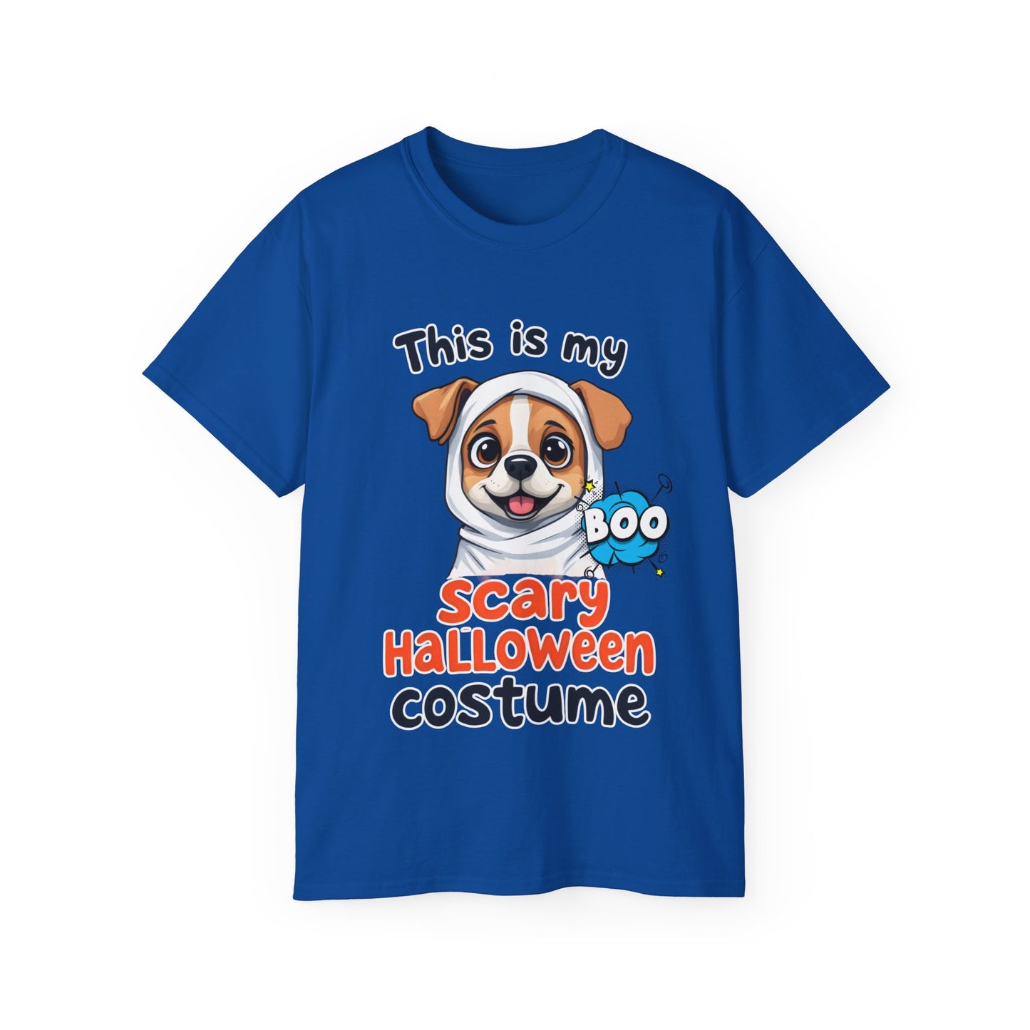 Cute Funny Dog Cartoon This is My Scary Halloween Costume Unisex Organic T-Shirt