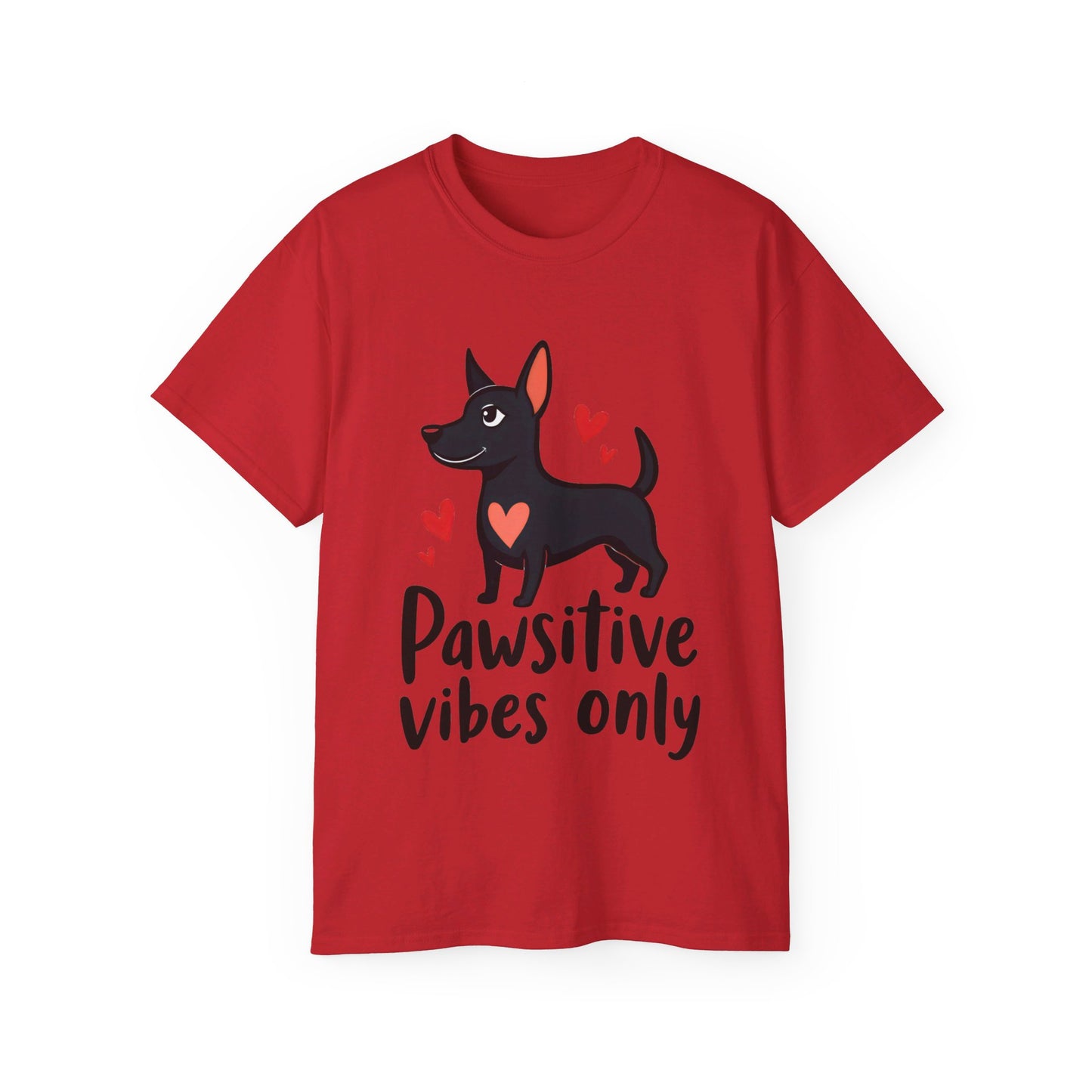 Cute Dog Cartoon Pawsitive Vibes Only Unisex Organic T-Shirt