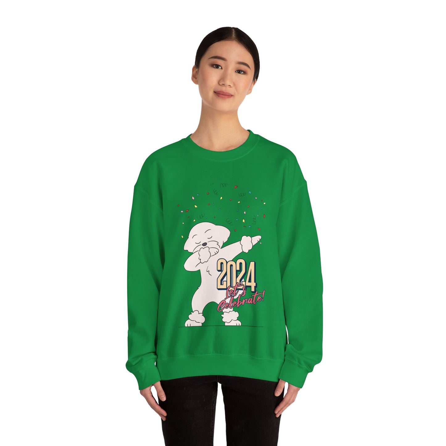 Cheeky Bichon Cute Let's Celebrate 2024 Unisex Crewneck Sweatshirt