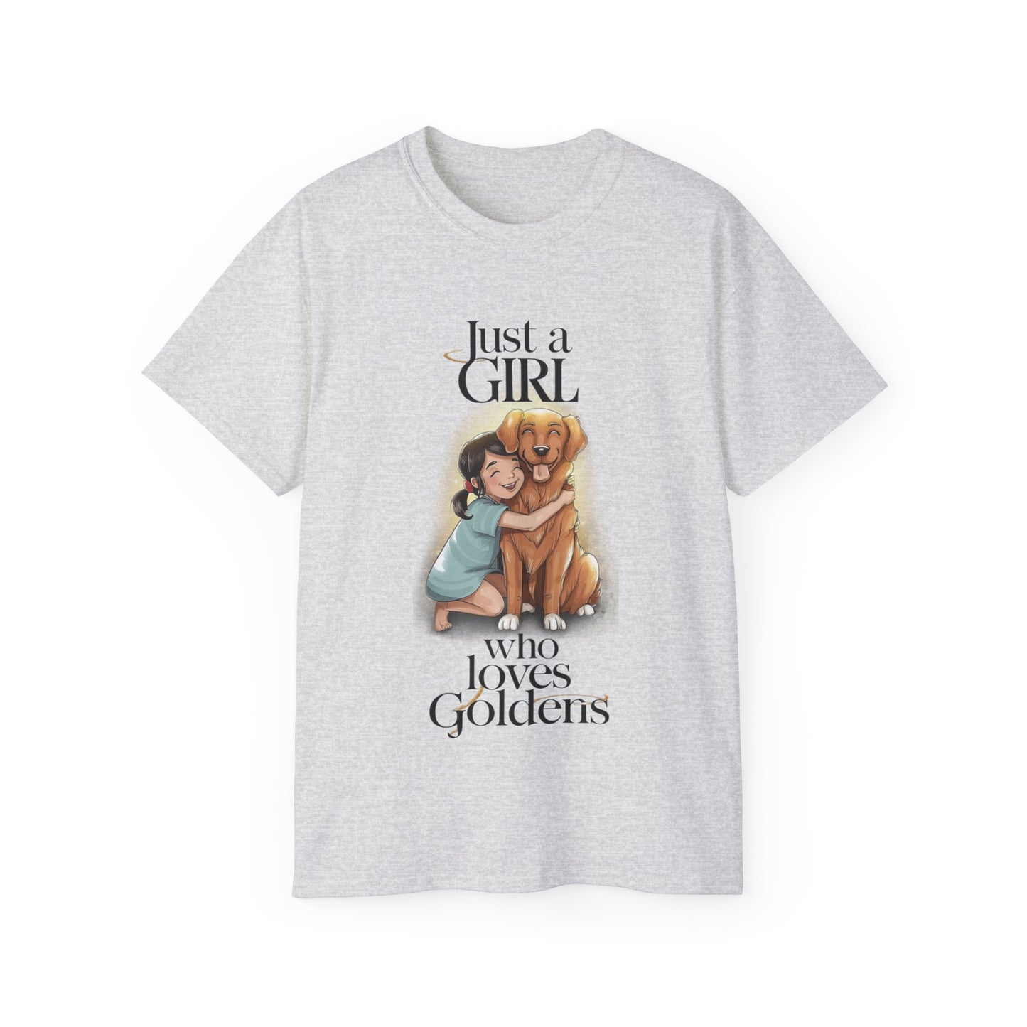 Cute Dog Cartoon Just a Girl Who Loves Goldens Unisex Organic T-Shirt