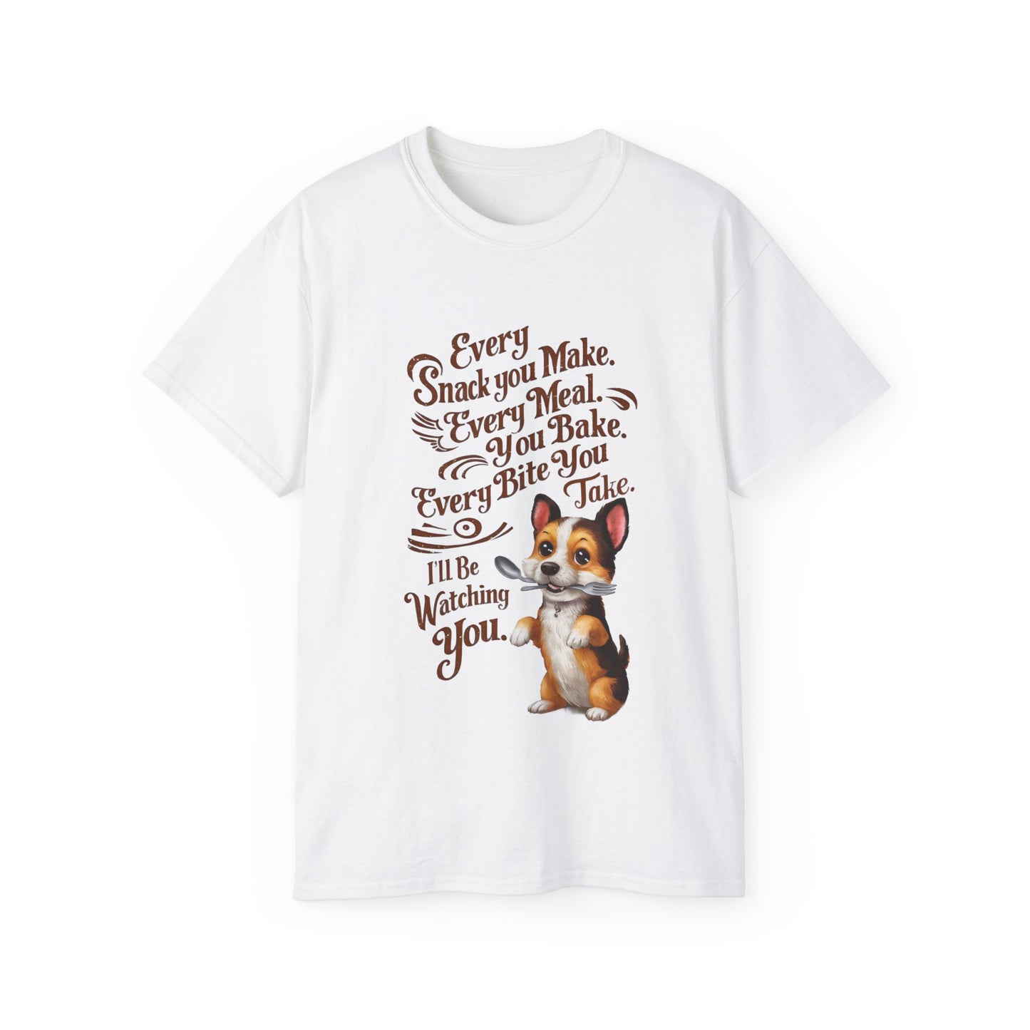 Cute Cartoon Dog Meme I'll be Watching You Organic T-Shirt