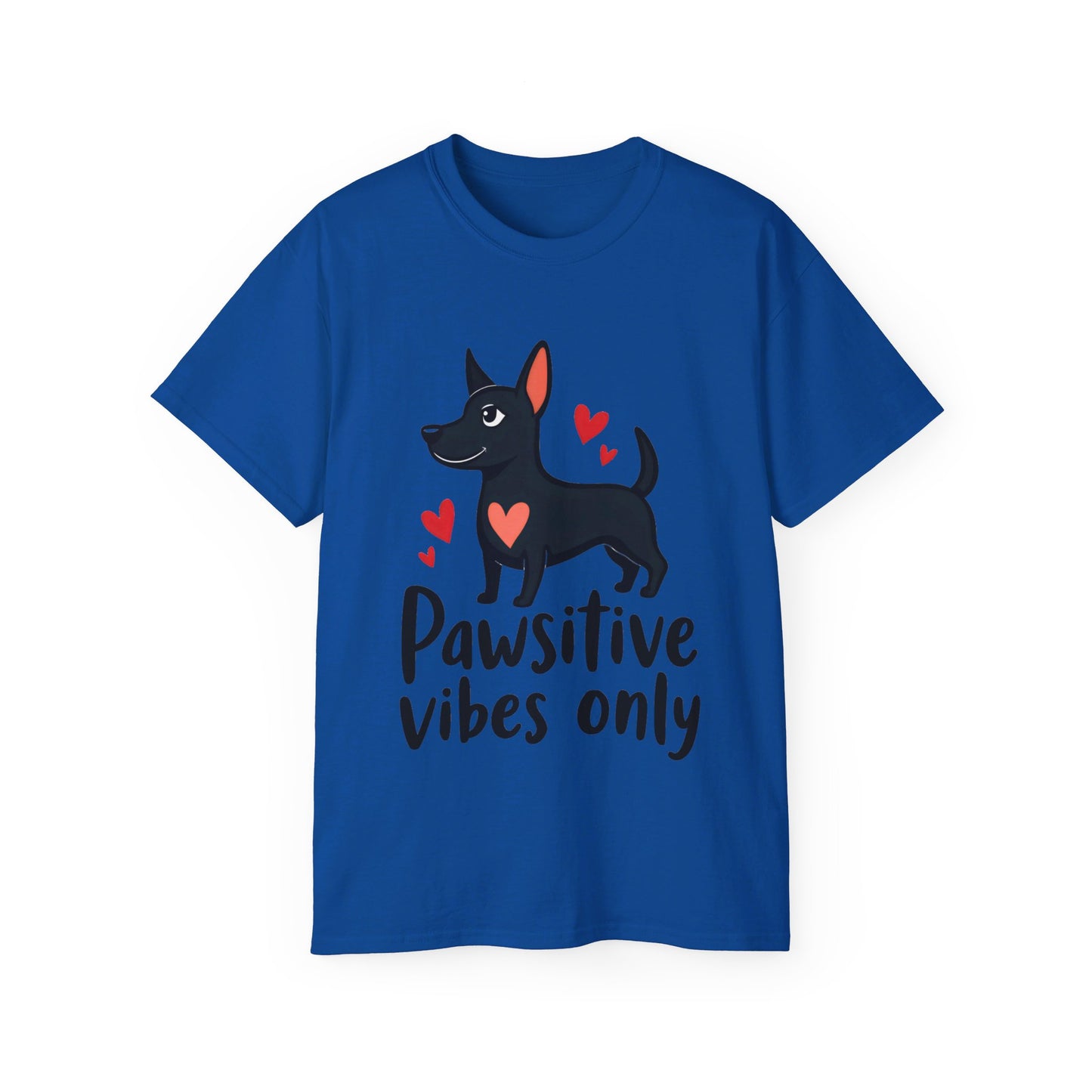 Cute Dog Cartoon Pawsitive Vibes Only Unisex Organic T-Shirt