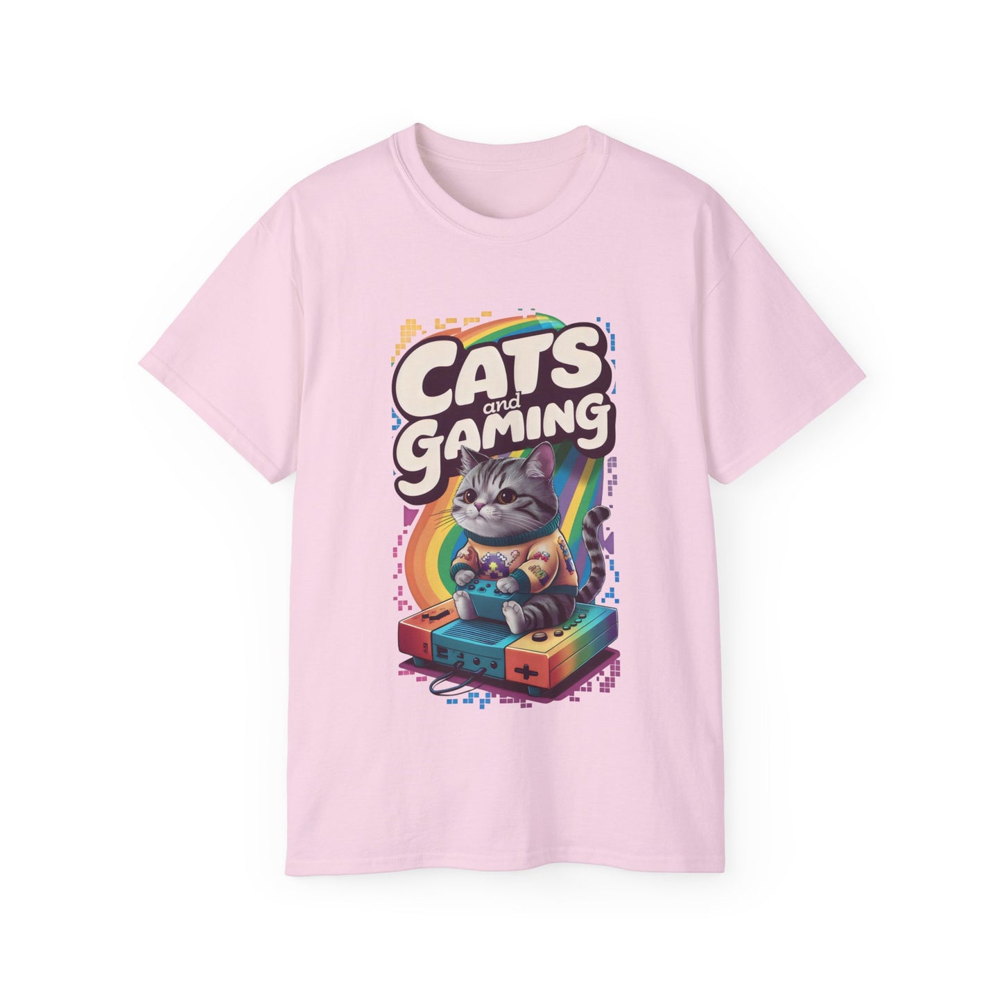 Cute Cartoon Cats and Gaming Unisex Organic T-Shirt