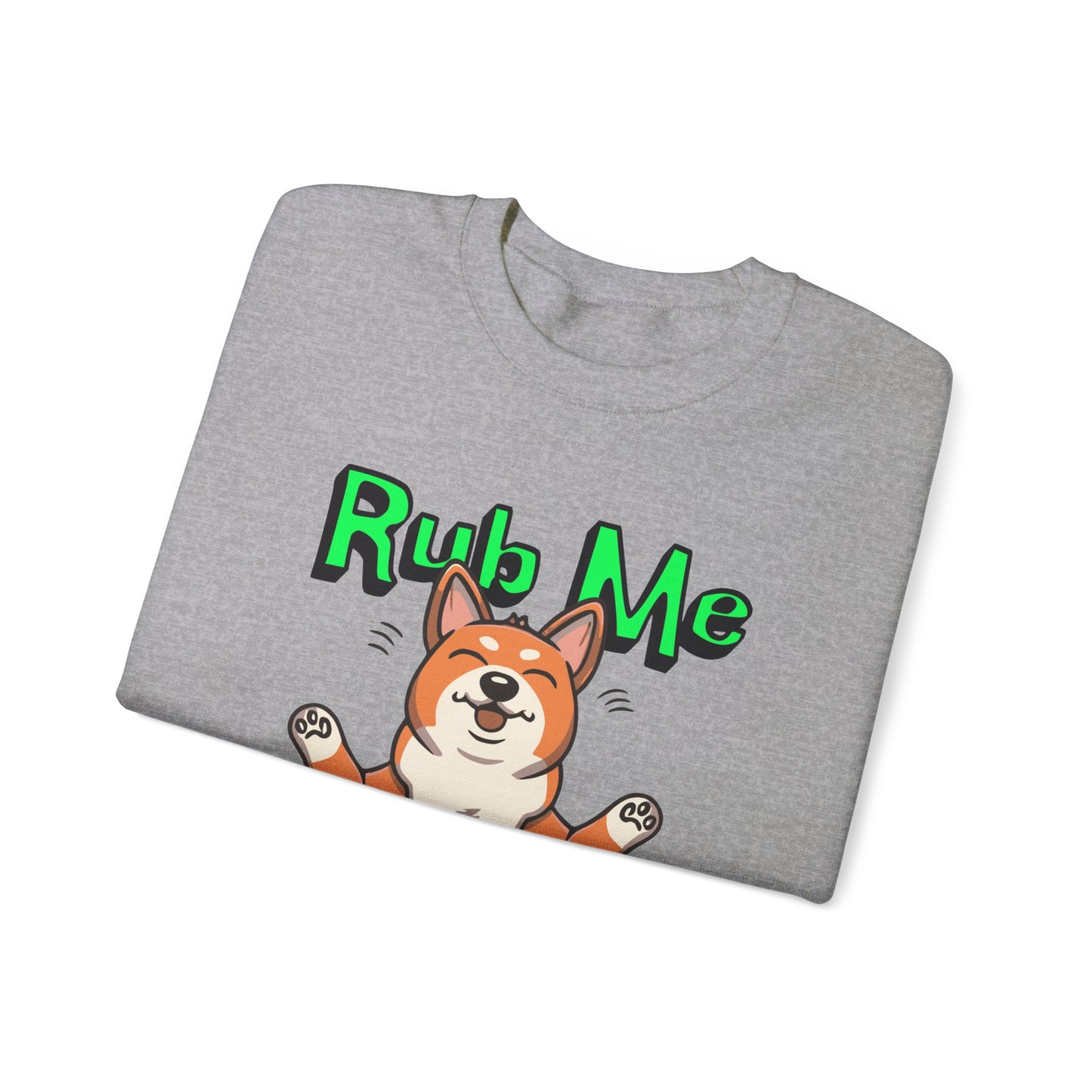 Cute Dog Cartoon St Patrick's Day Rub Me for Luck Crewneck Sweatshirt