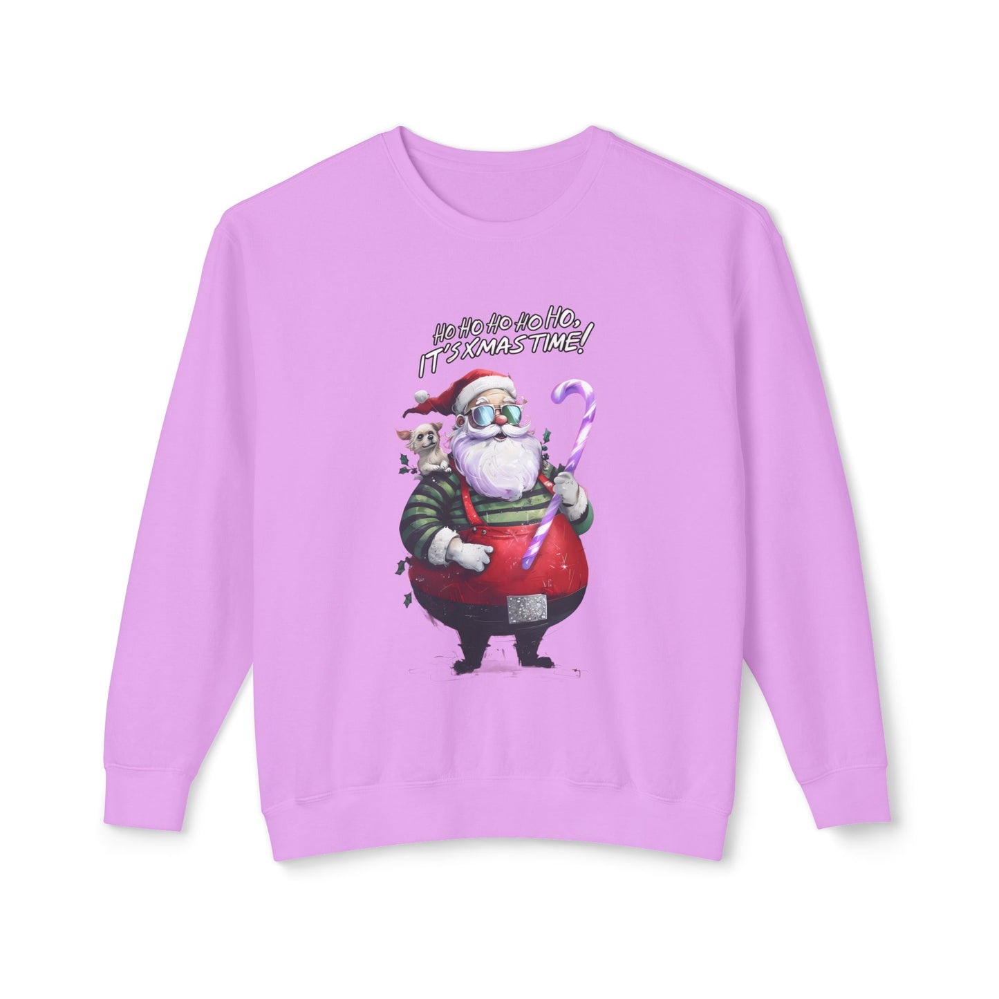 Cute Cartoon Santa and Dog Christmas Crewneck Sweatshirt