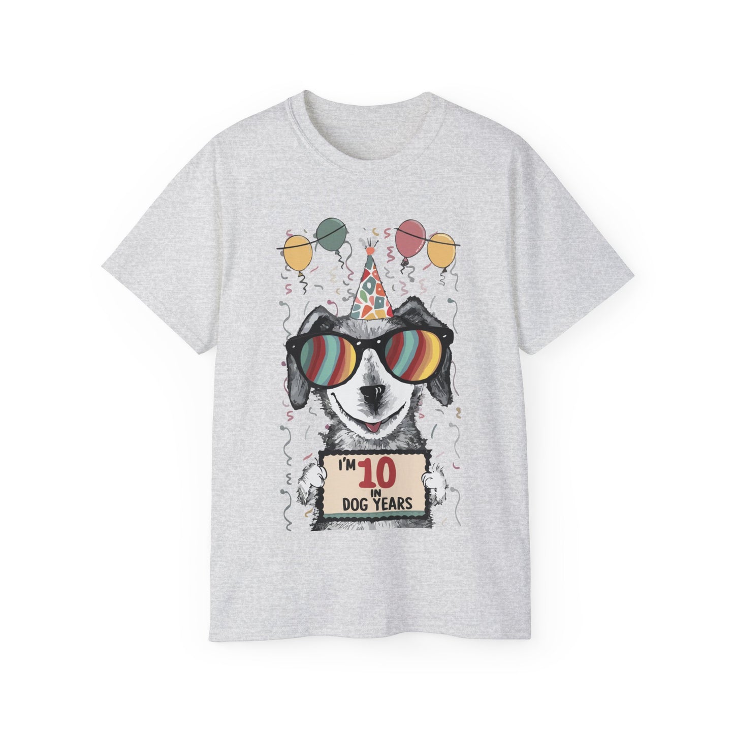 Cute Dog Cartoon I'm 10 in Dog Years Birthday Unisex Organic T-Shirt