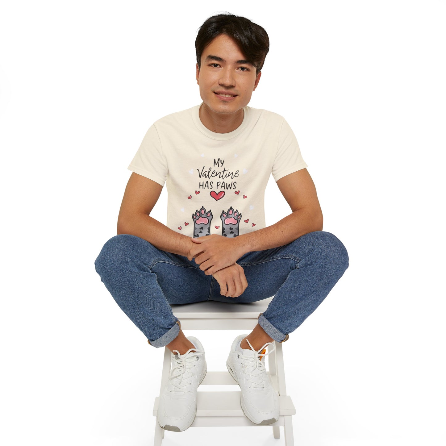 Cute Funny My Valentine Has Paws Unisex Organic T-Shirt