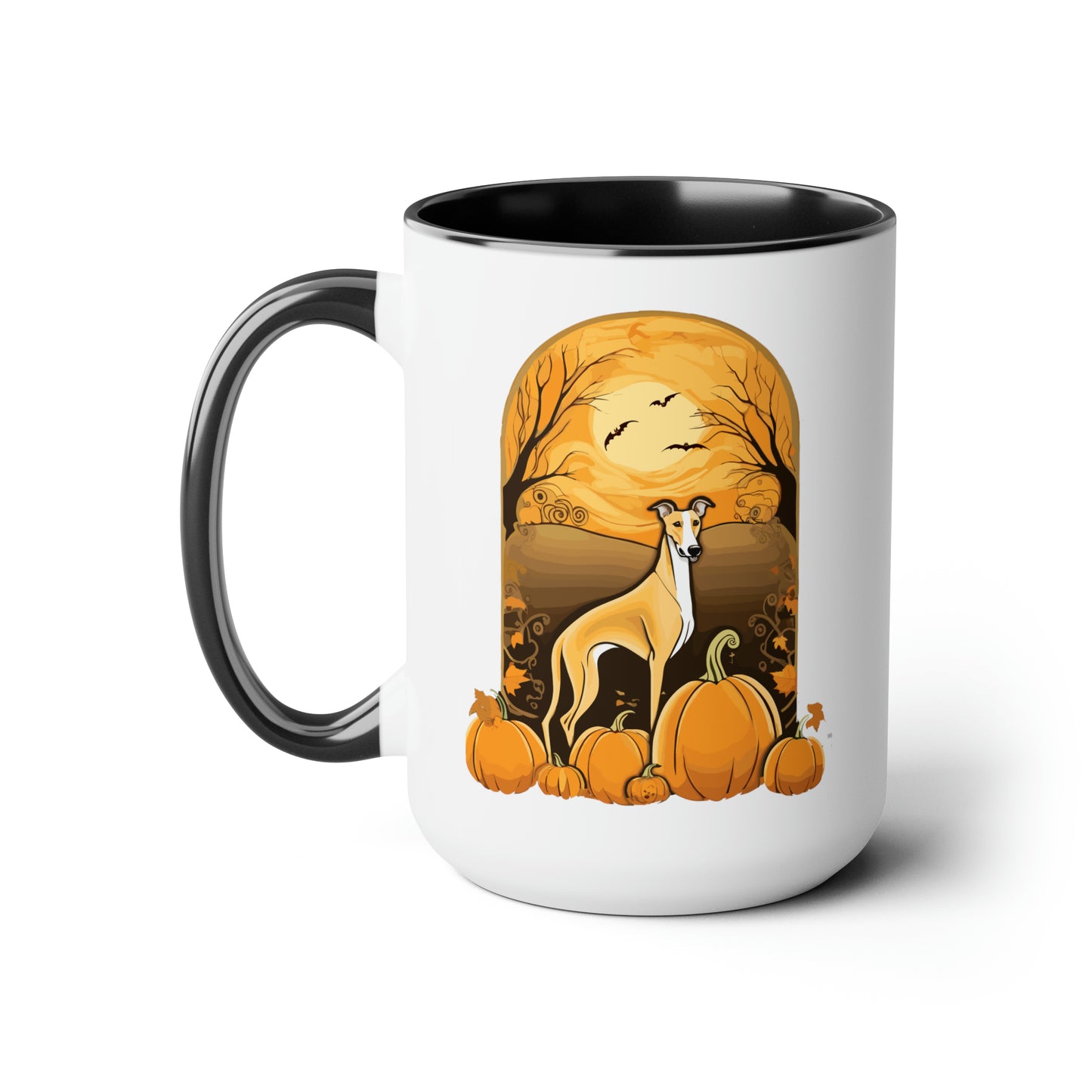 Greyhound Pumpkin Two-Tone Coffee Mugs, 15oz