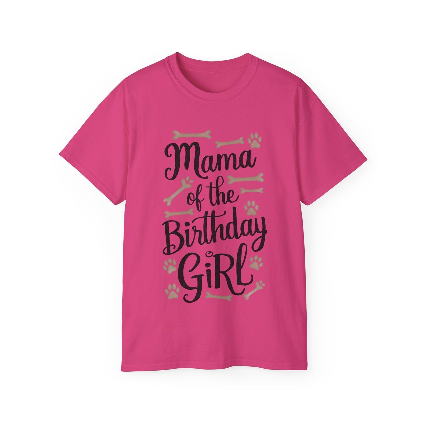 Cute Mama of the Birthday Girl Paw Print Organic T-Shirt