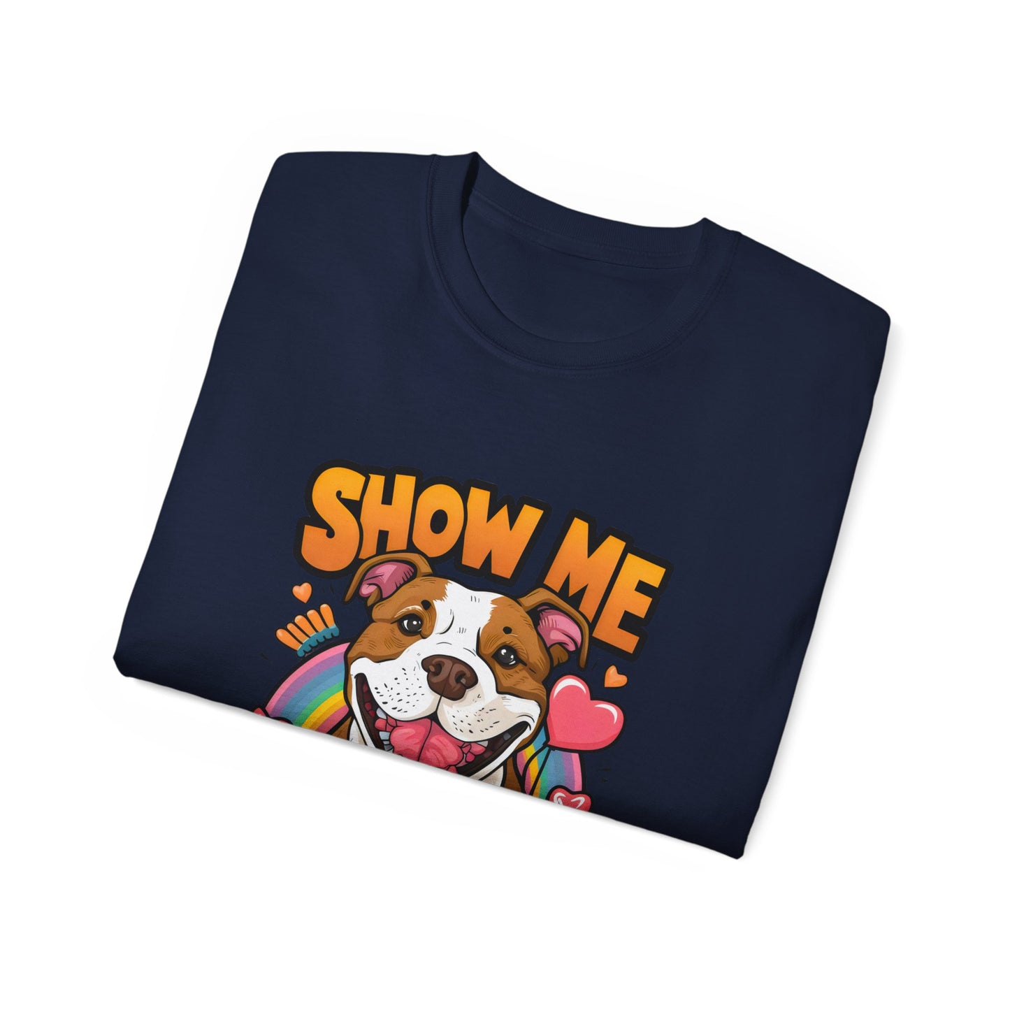 Cute Funny Dog Cartoon Show Me Your Pitties Meme Unisex Organic T-Shirt