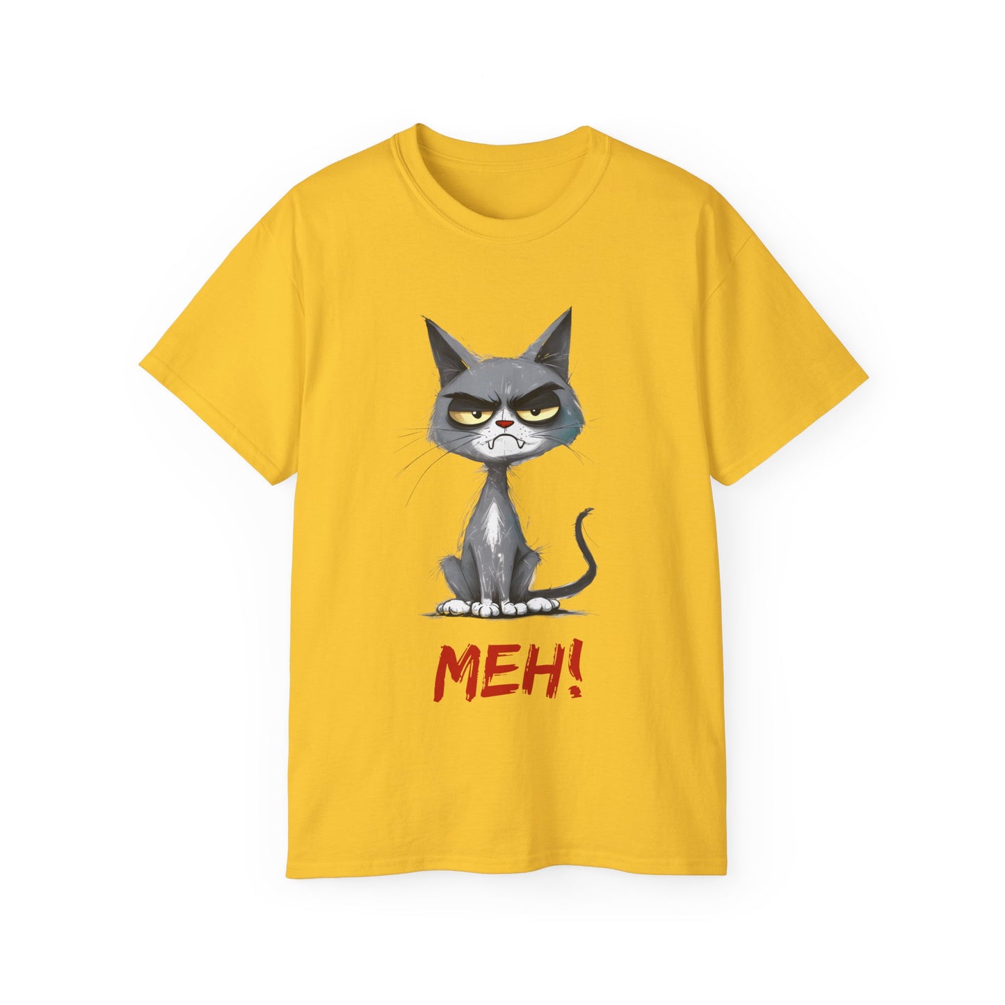 Cute Funny Cartoon Meh Cat Meme Unisex Tee