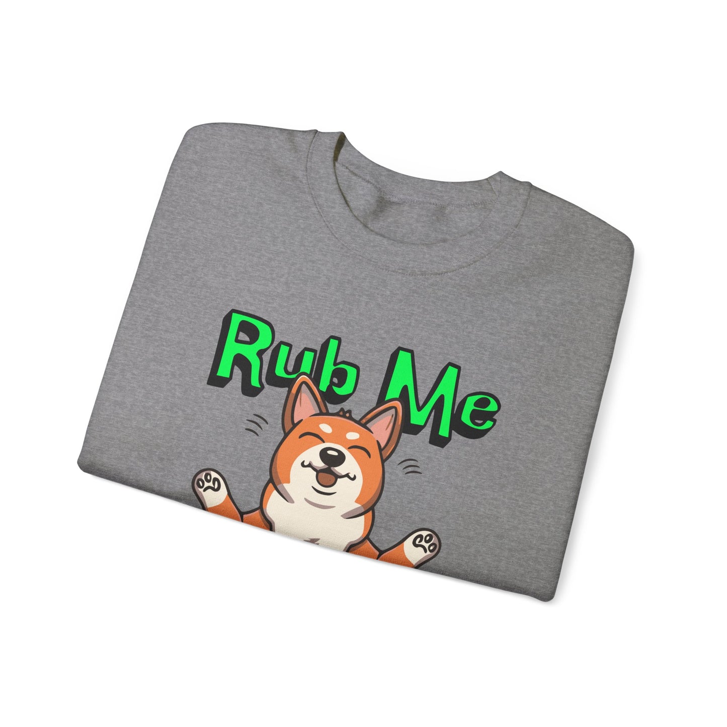 Cute Dog Cartoon St Patrick's Day Rub Me for Luck Crewneck Sweatshirt