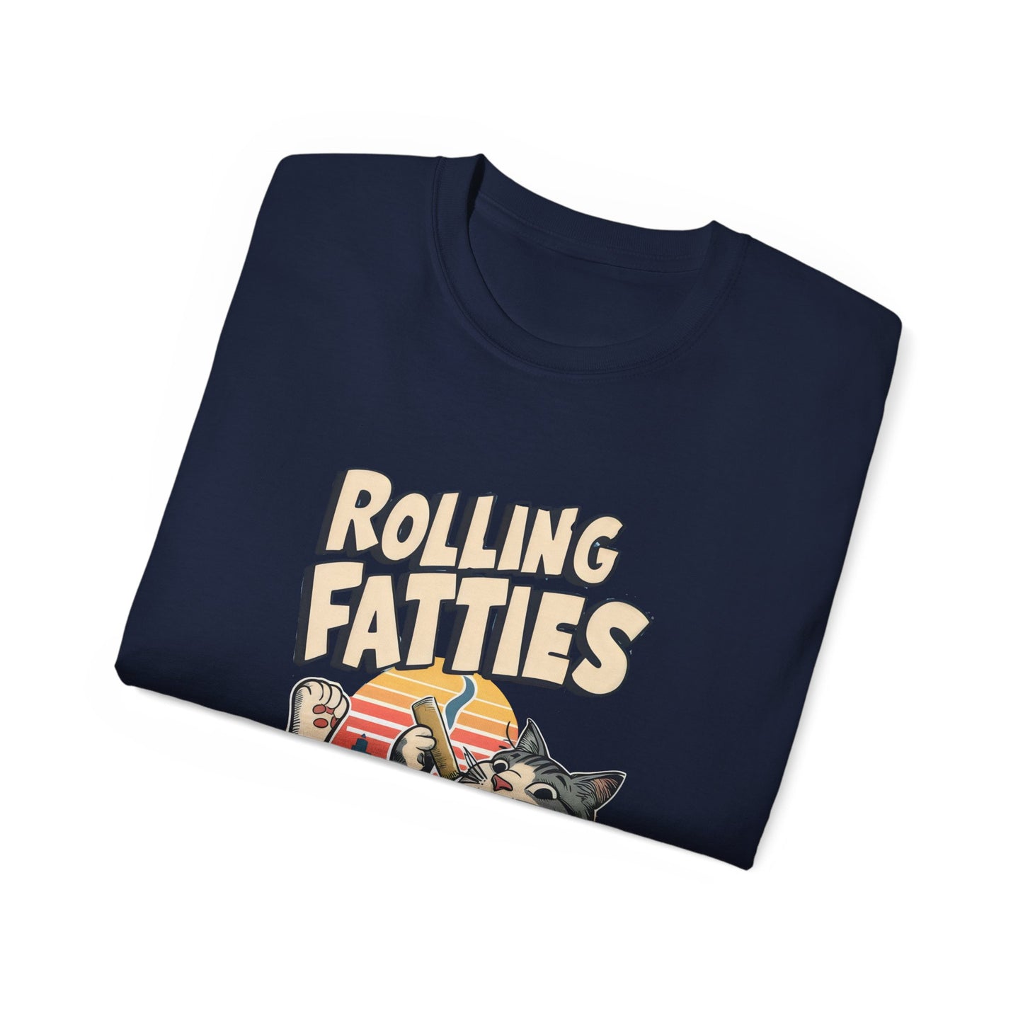 Cute Cat Cartoon Rolling Fatties Unisex Organic T-Shirt