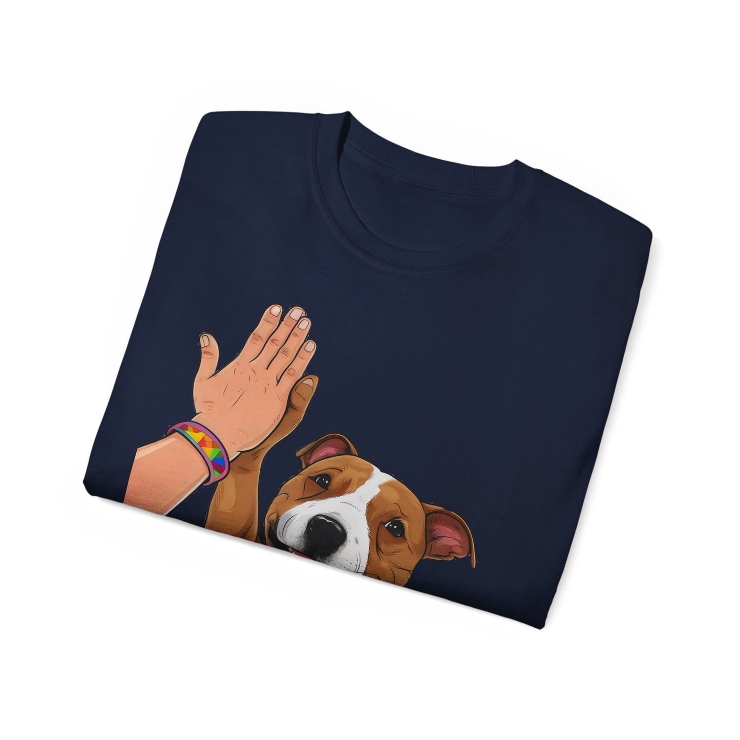 Cute Funny Cartoon Staffordshire Bull Terrier Unisex Organic T-Shirt