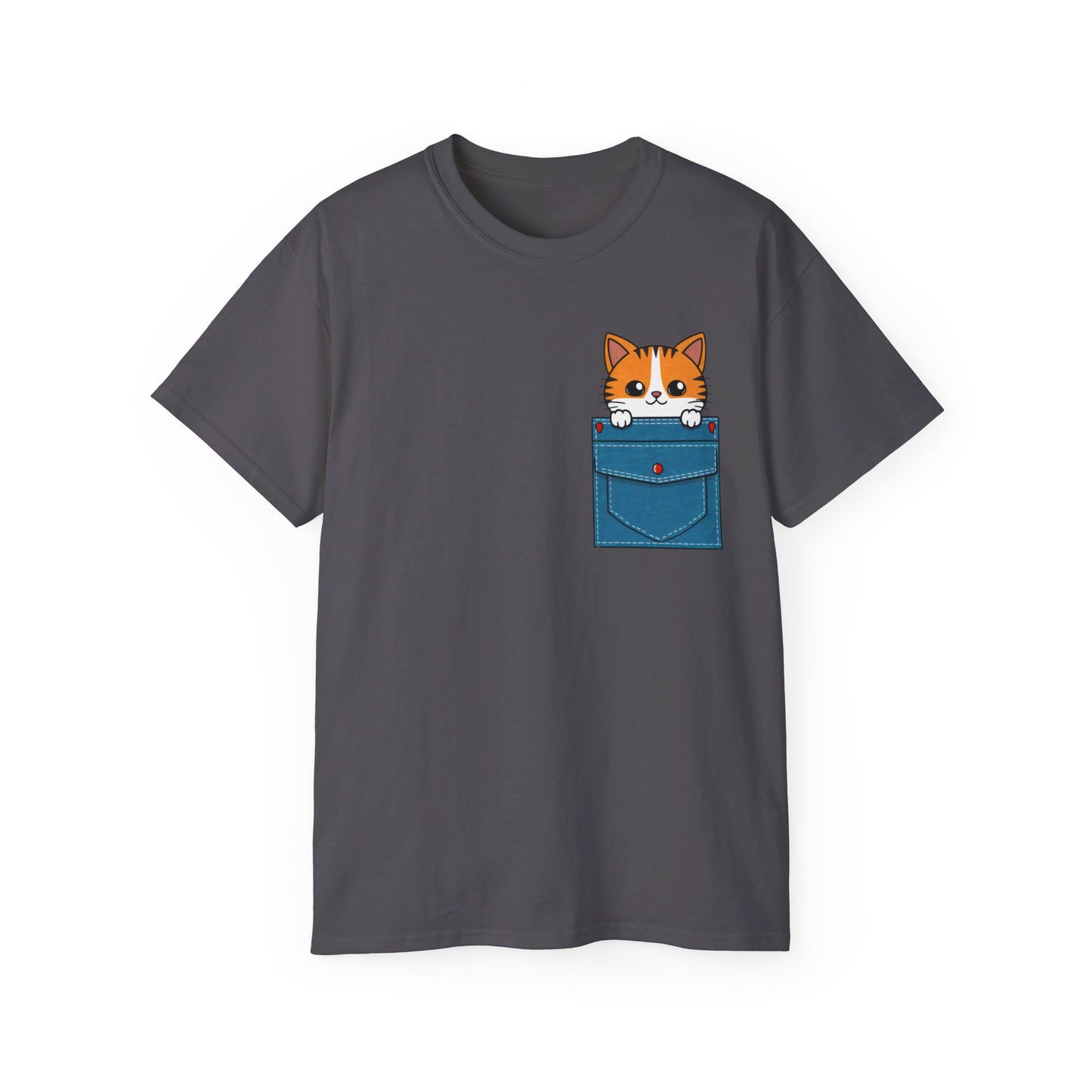 Cute Cartoon Cat in Pocket Unisex Organic T-Shirt