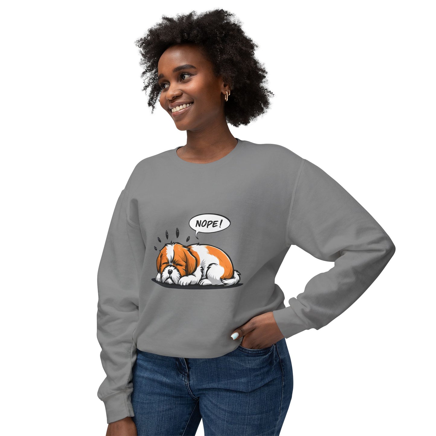 Cute Dog Cartoon Nope Meme Sweatshirt