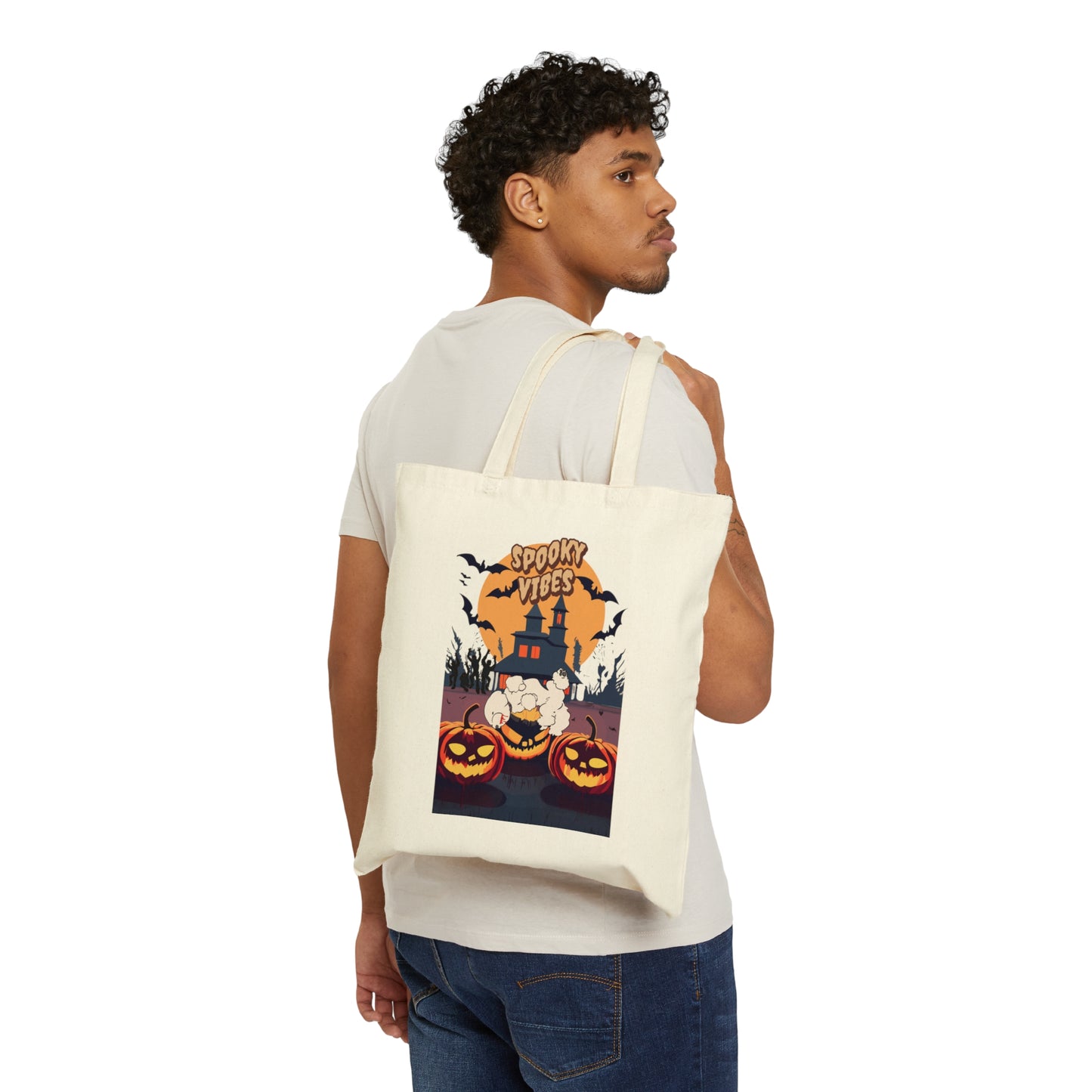 Cheeky Bichon Spooky Vibes Cotton Canvas Tote Bag