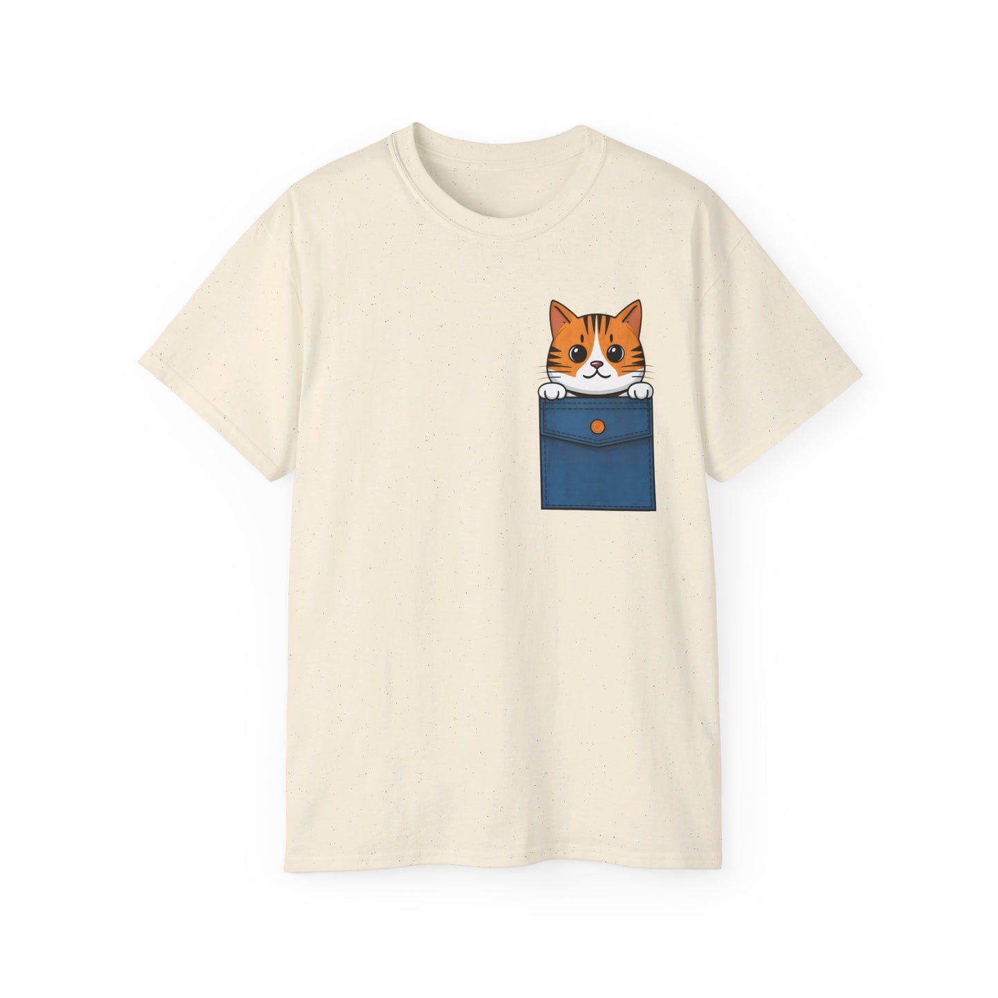 Cute Cartoon Cat in Pocket Unisex Organic T-Shirt