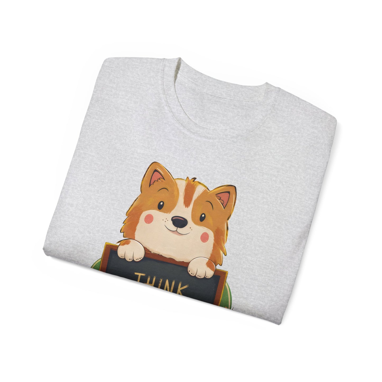 Cute Dog Cartoon Organic T-Shirt - Think Positive Quote