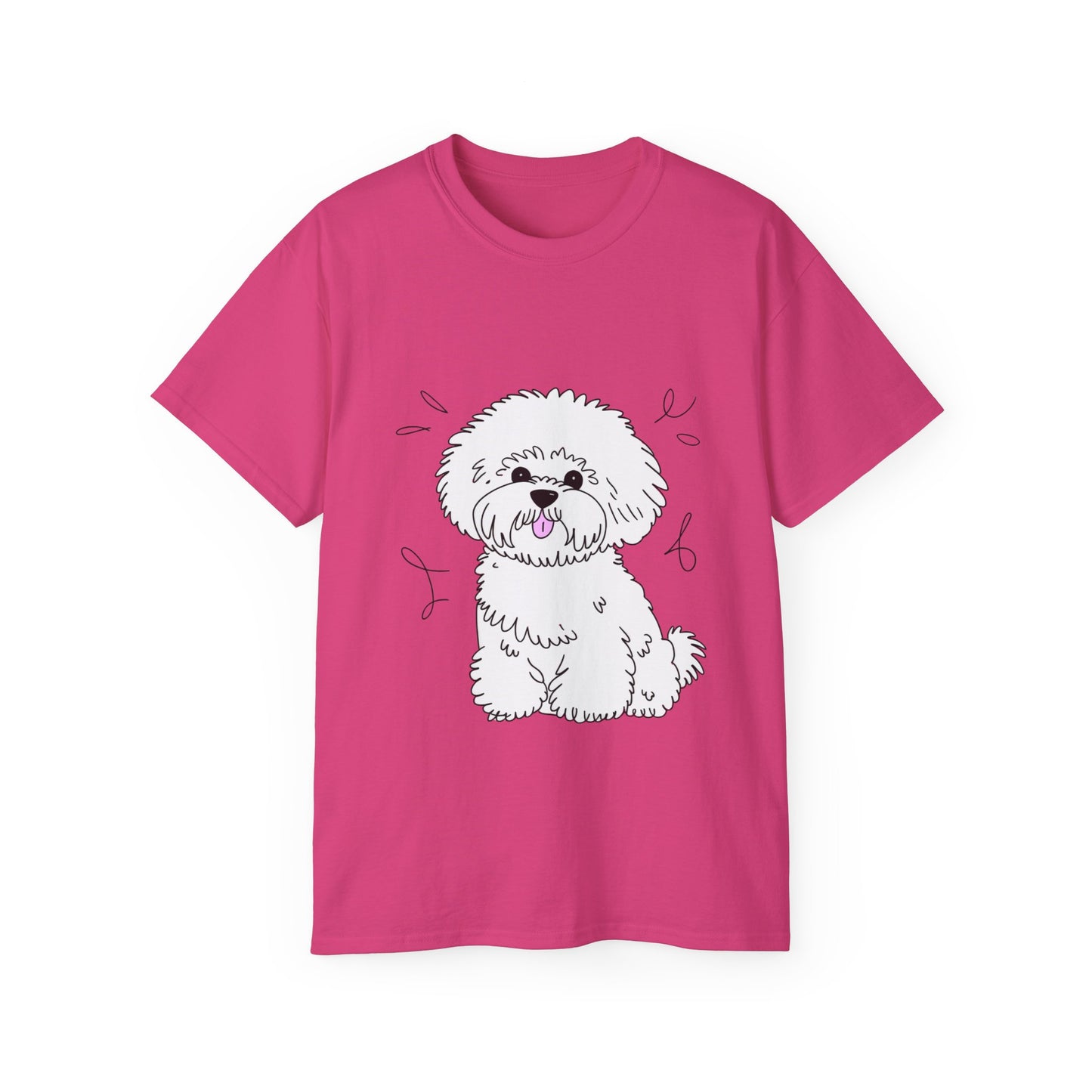 Cute Dog Cartoon Bichon Frise Poodle Unisex Organic T-Shirt