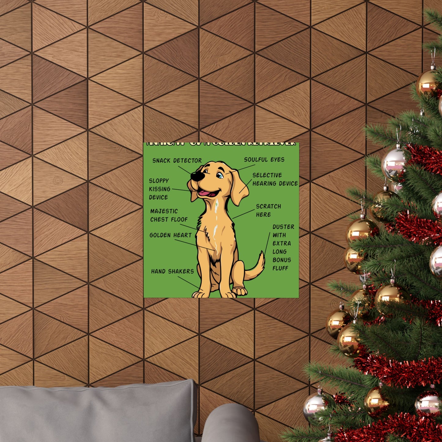 Cute Cartoon Anatomy of a Golden Retriever Posters