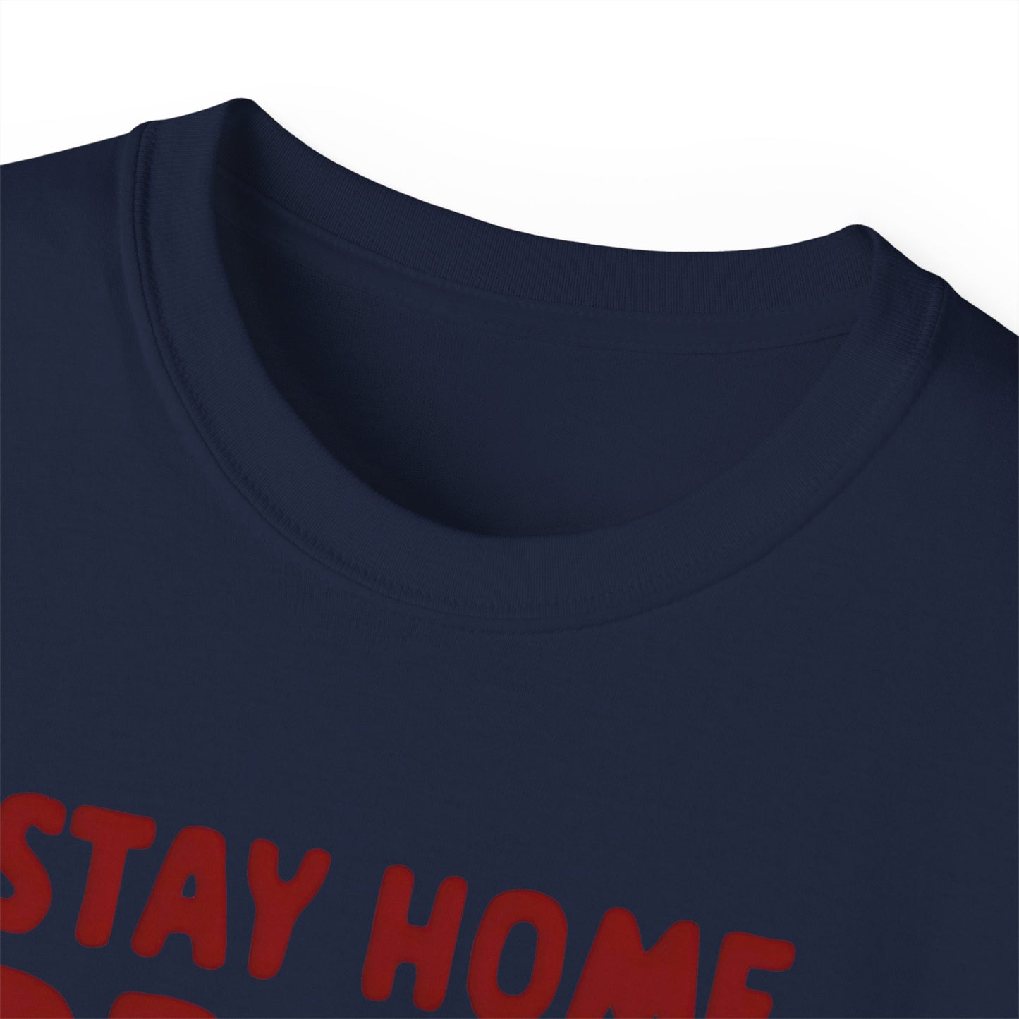 Cute Funny Dog Cartoon Stay Home, Drink Bourbon and Pet the Dog Meme Unisex Organic T-Shirt