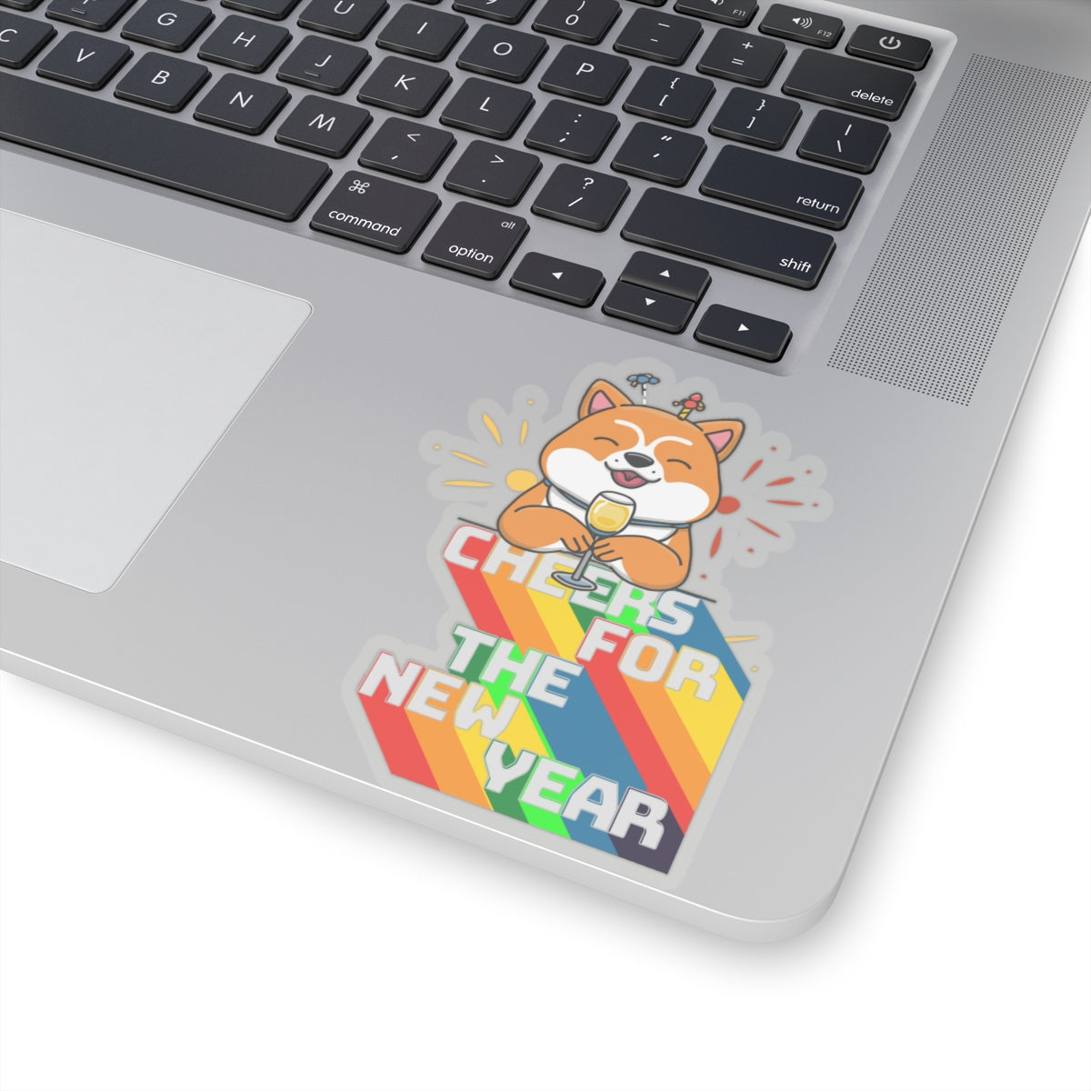 Cute Cartoon Shiba Cheers for the New Year Kiss-cut Stickers